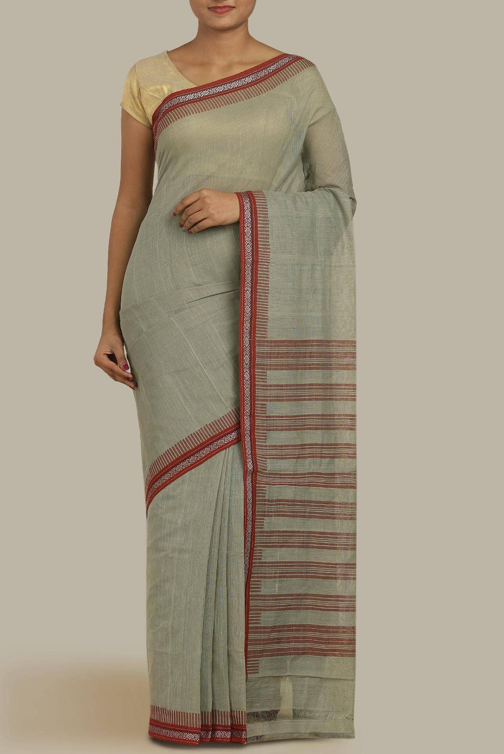 Sage Green Mangalagiri Cotton Saree