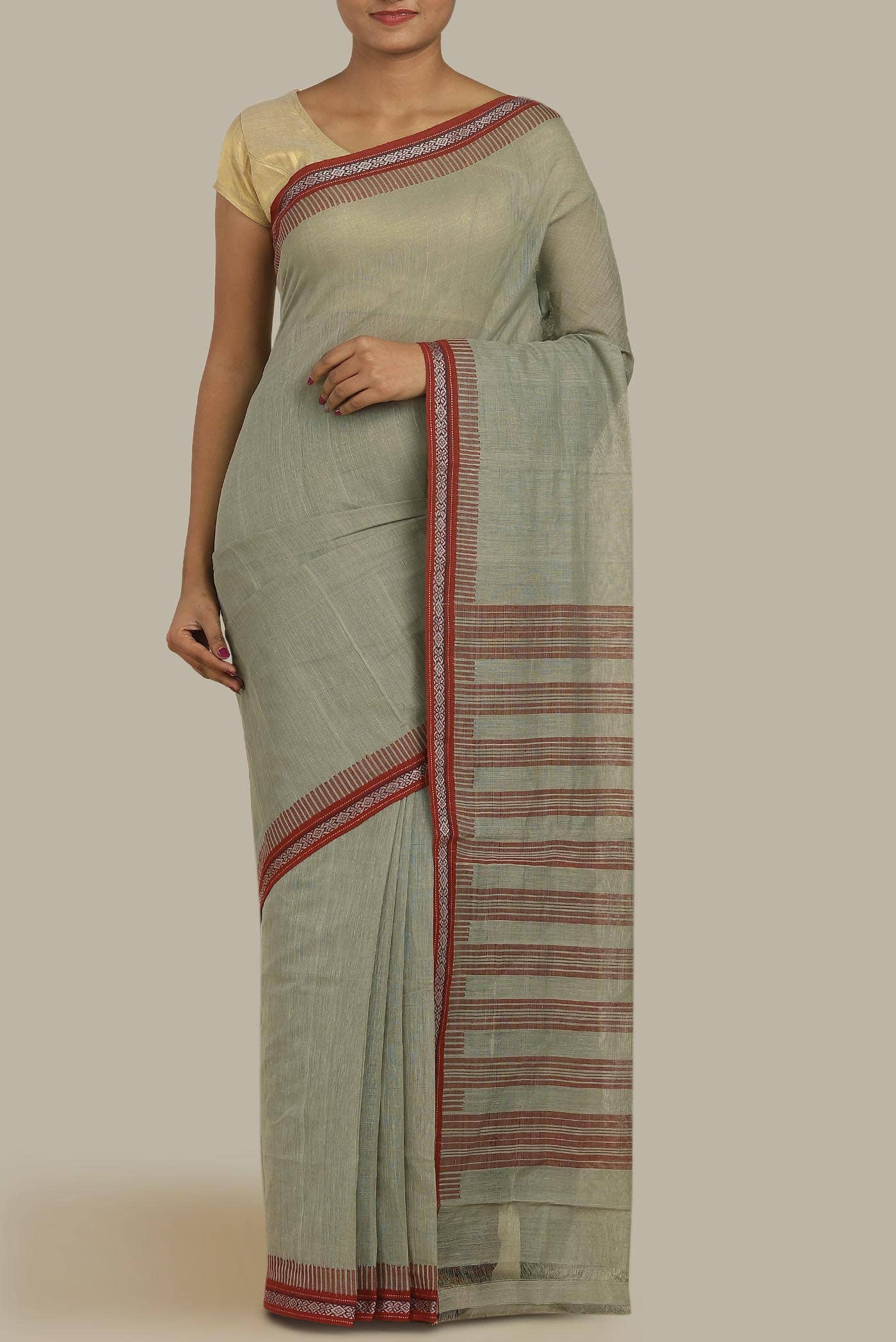 Sage Green Mangalagiri Cotton Saree