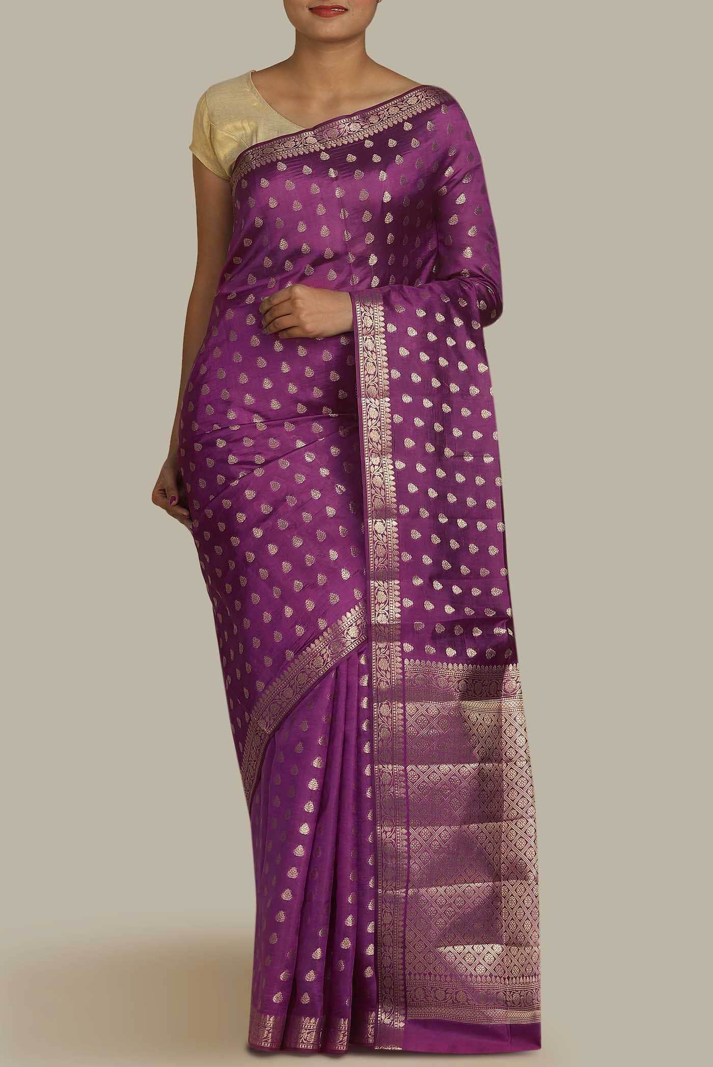 Purple Banarasi Raw Silk Saree