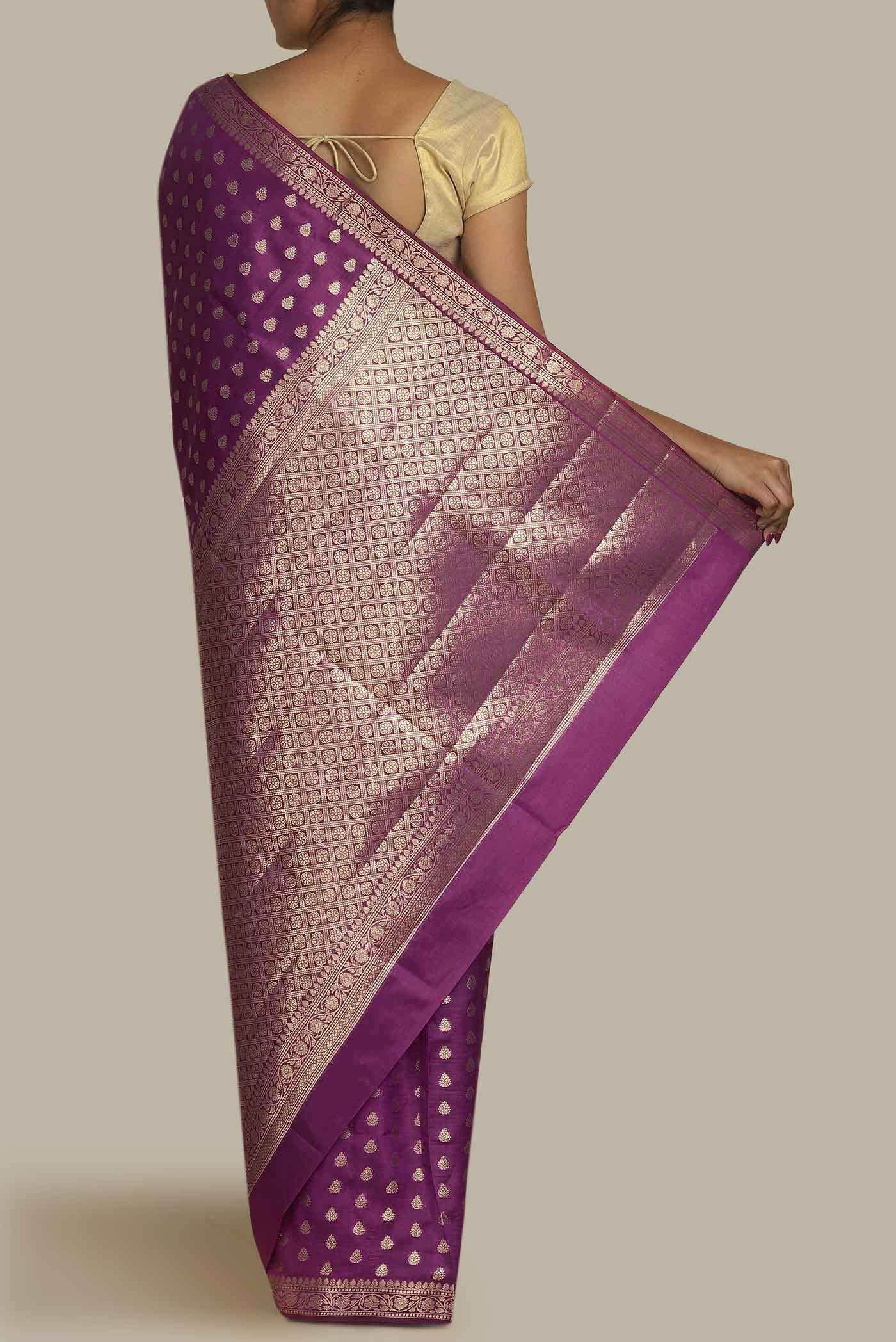 Purple Banarasi Raw Silk Saree