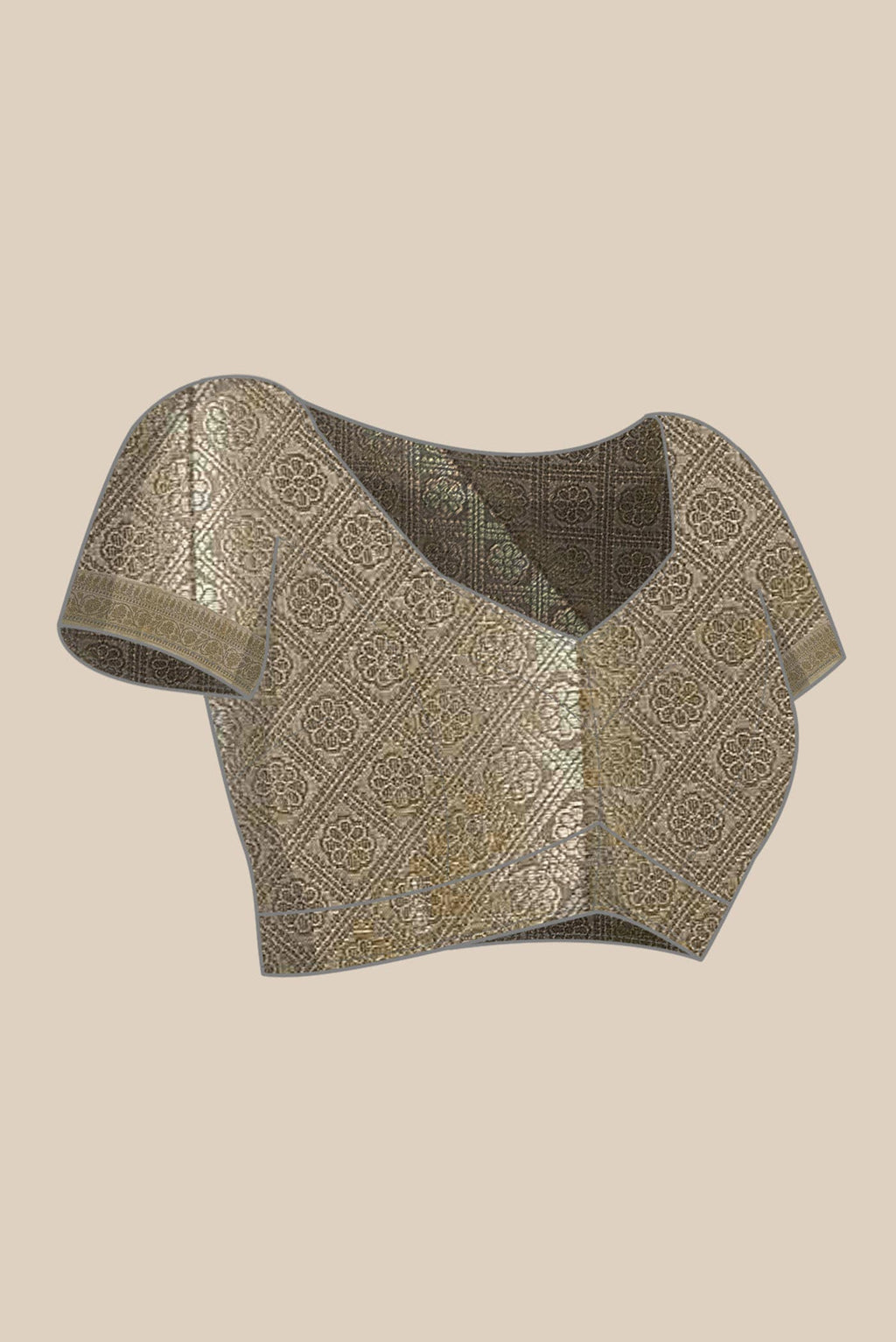 Dark Beige Banarasi Raw Silk Saree