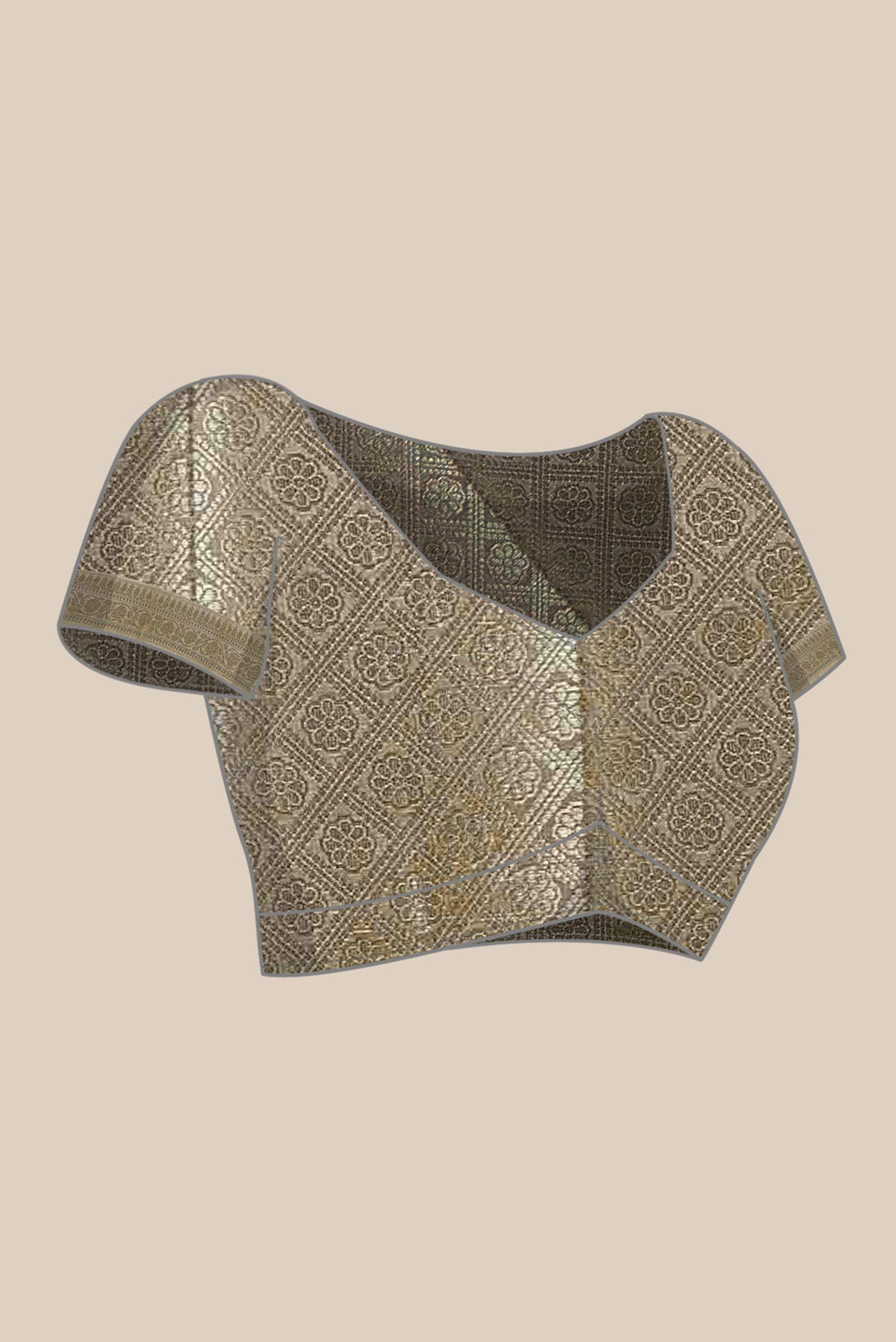 Dark Beige Banarasi Raw Silk Saree