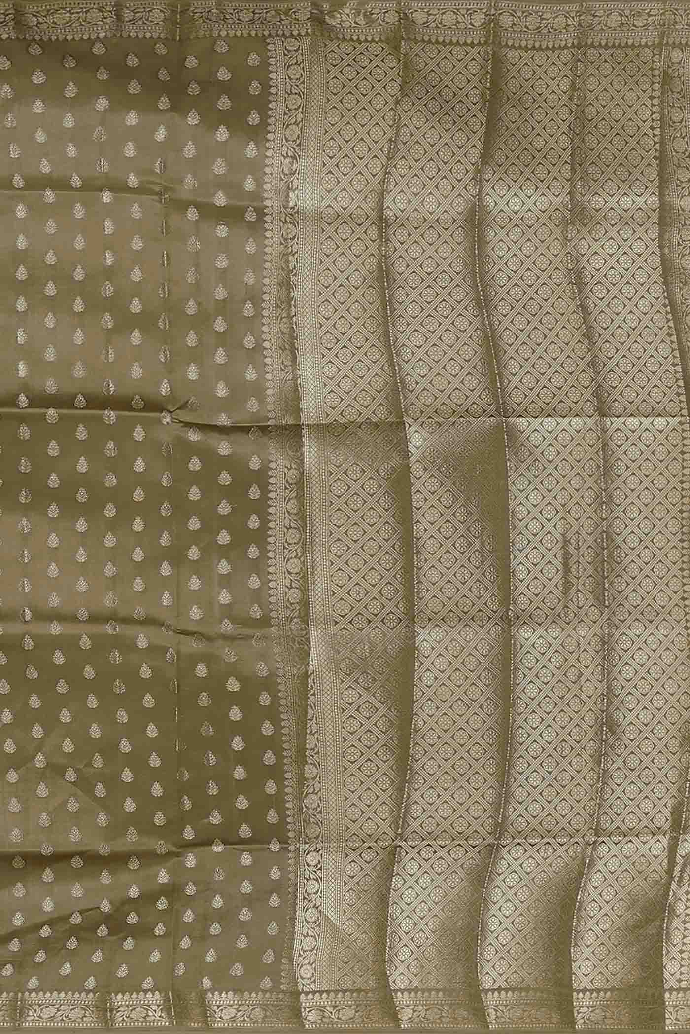 Dark Beige Banarasi Raw Silk Saree