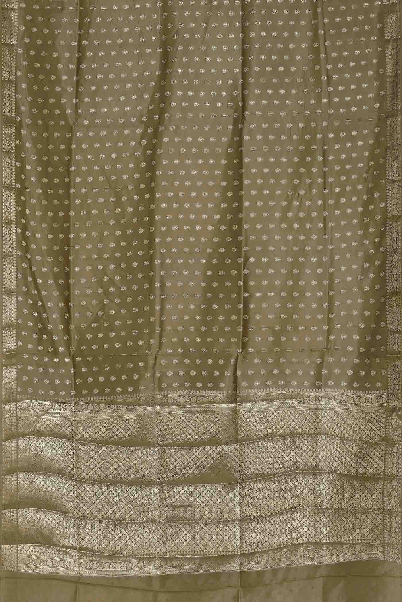 Dark Beige Banarasi Raw Silk Saree