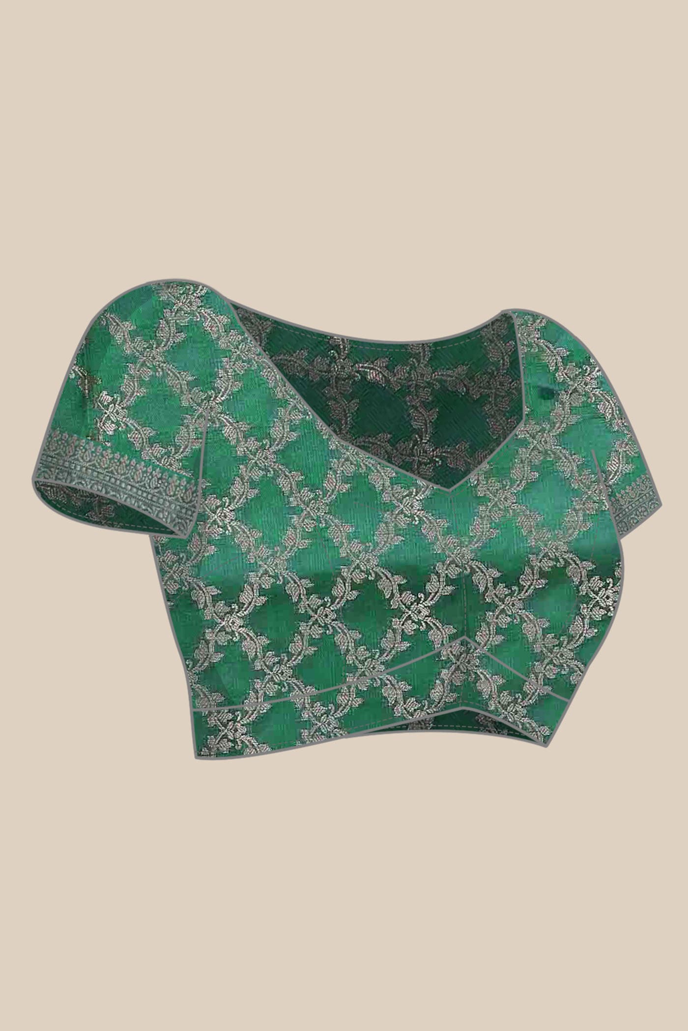 Green Banarasi Raw Silk Saree