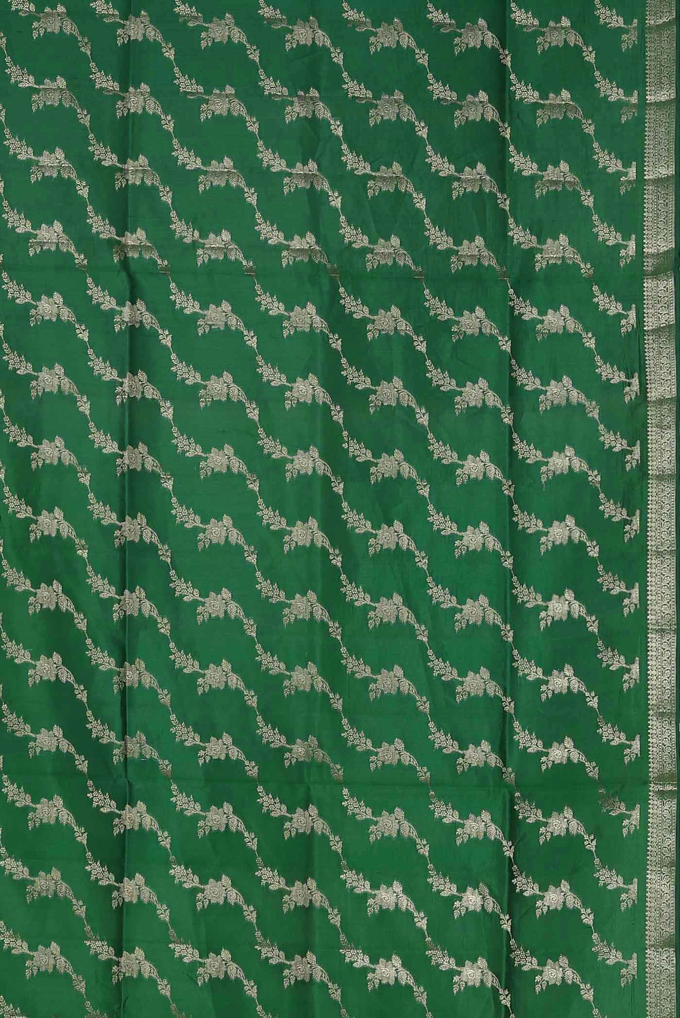 Green Banarasi Raw Silk Saree