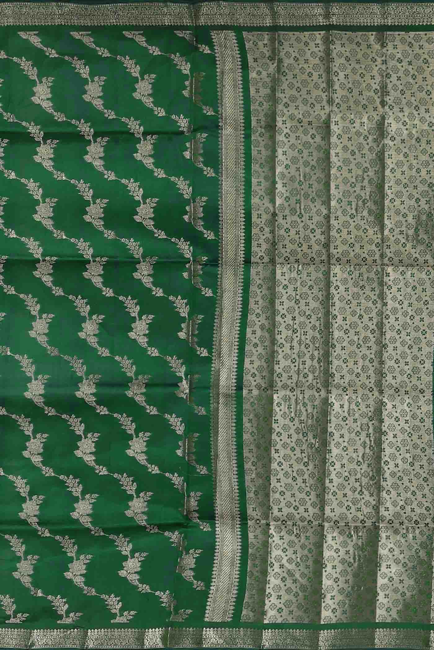 Green Banarasi Raw Silk Saree