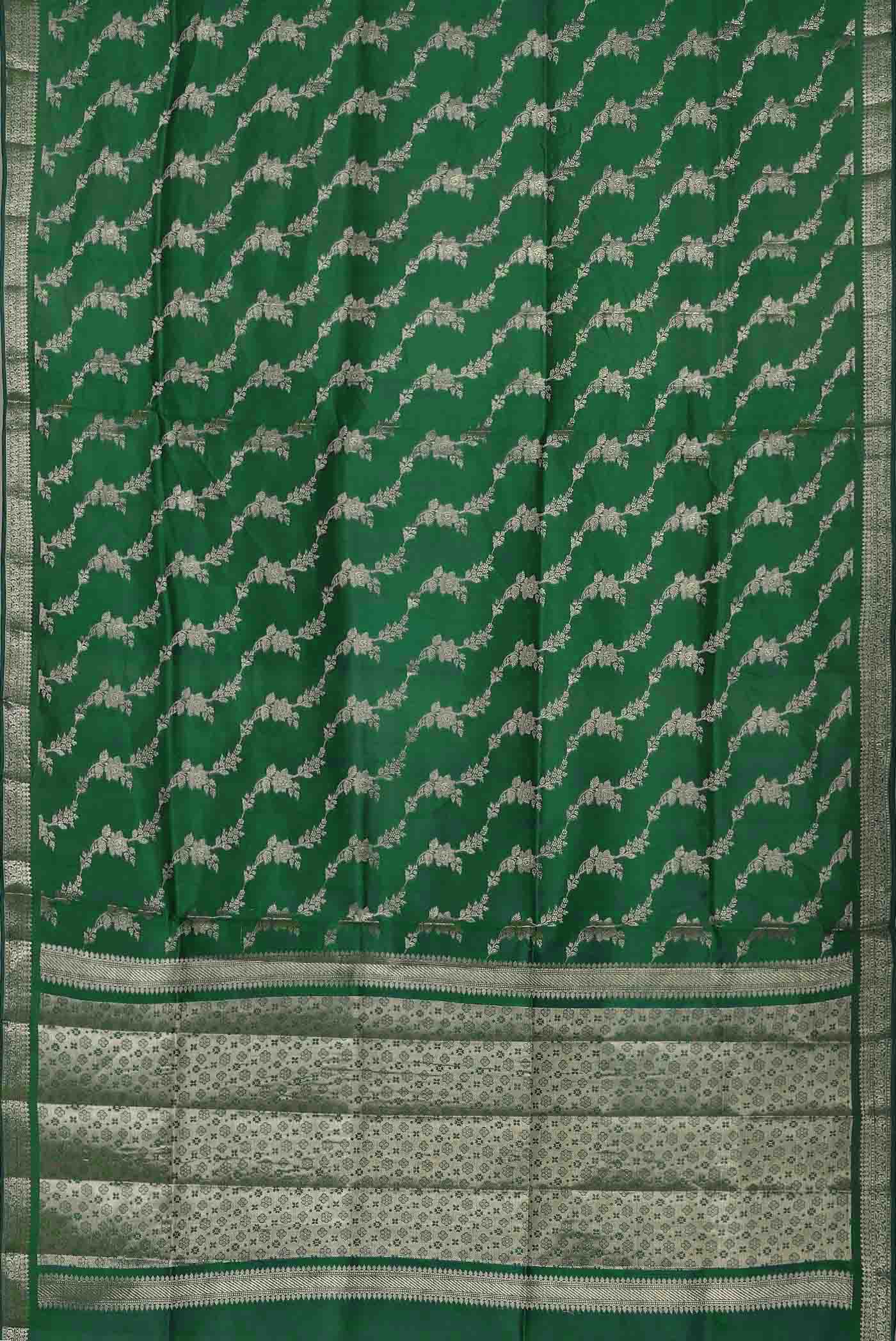 Green Banarasi Raw Silk Saree