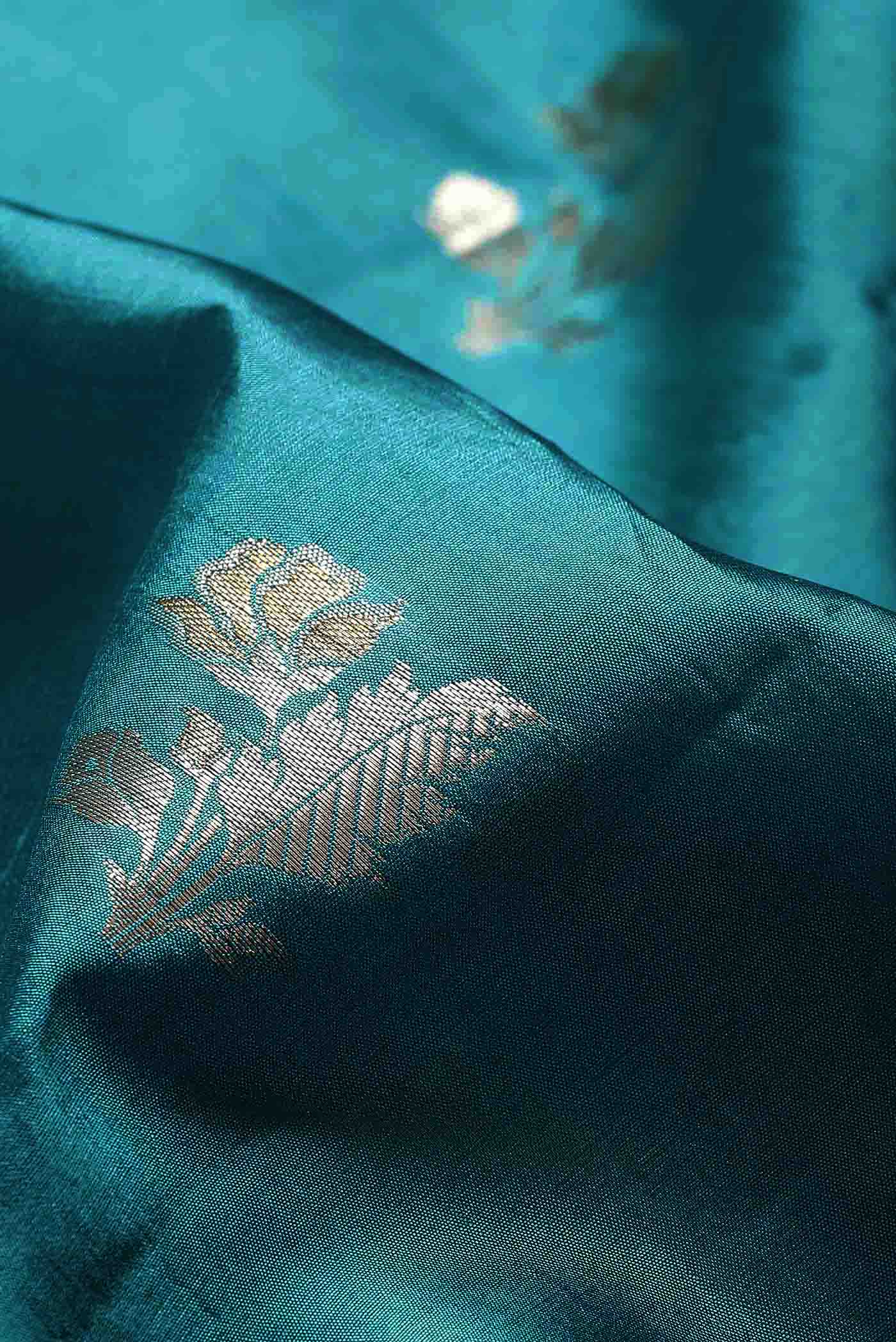 Blue Banarasi Raw Silk Saree