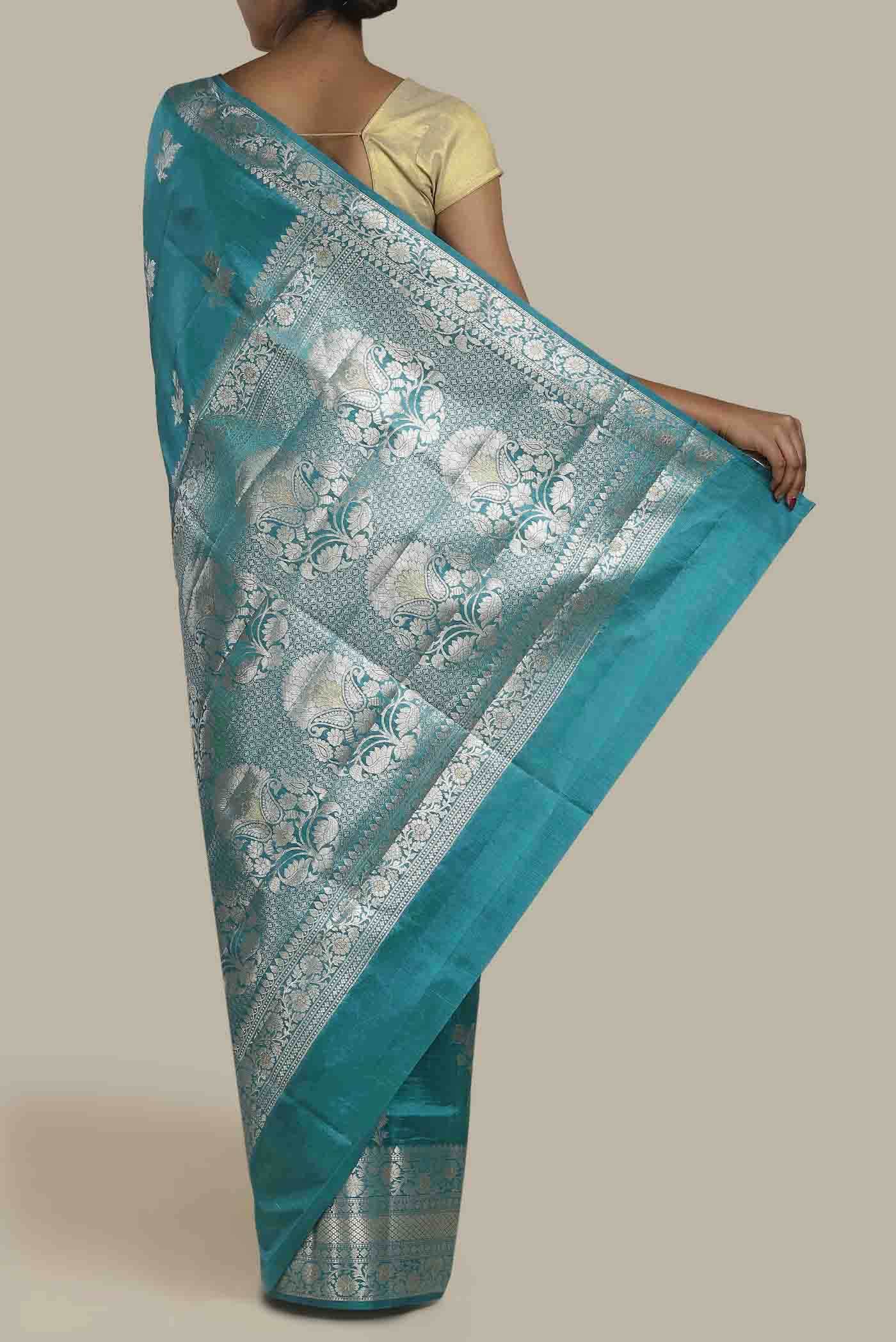 Blue Banarasi Raw Silk Saree