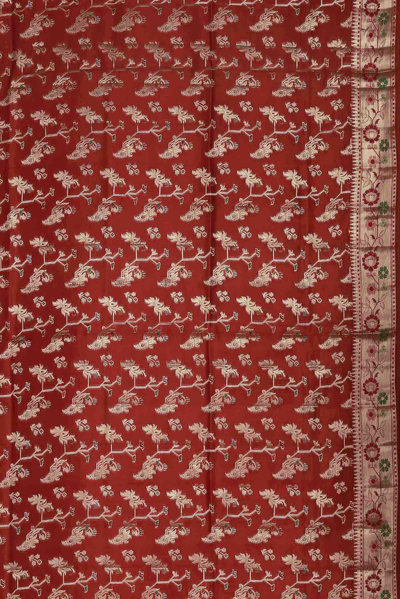 Red Banarasi Raw Silk Saree