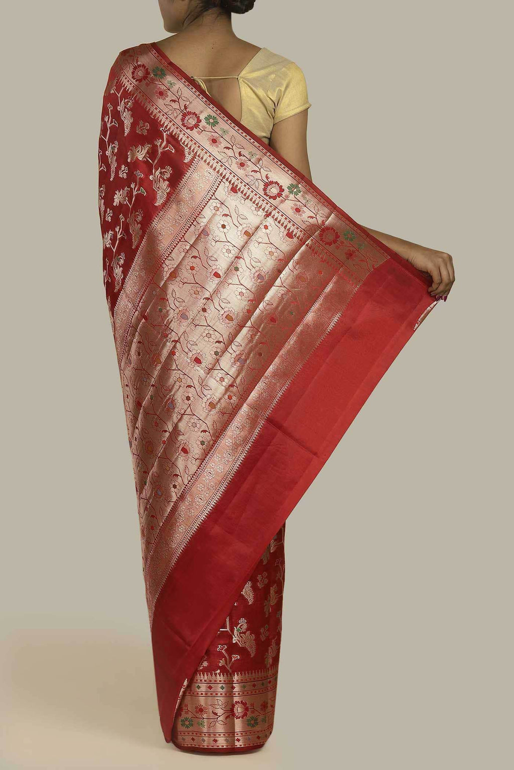 Red Banarasi Raw Silk Saree