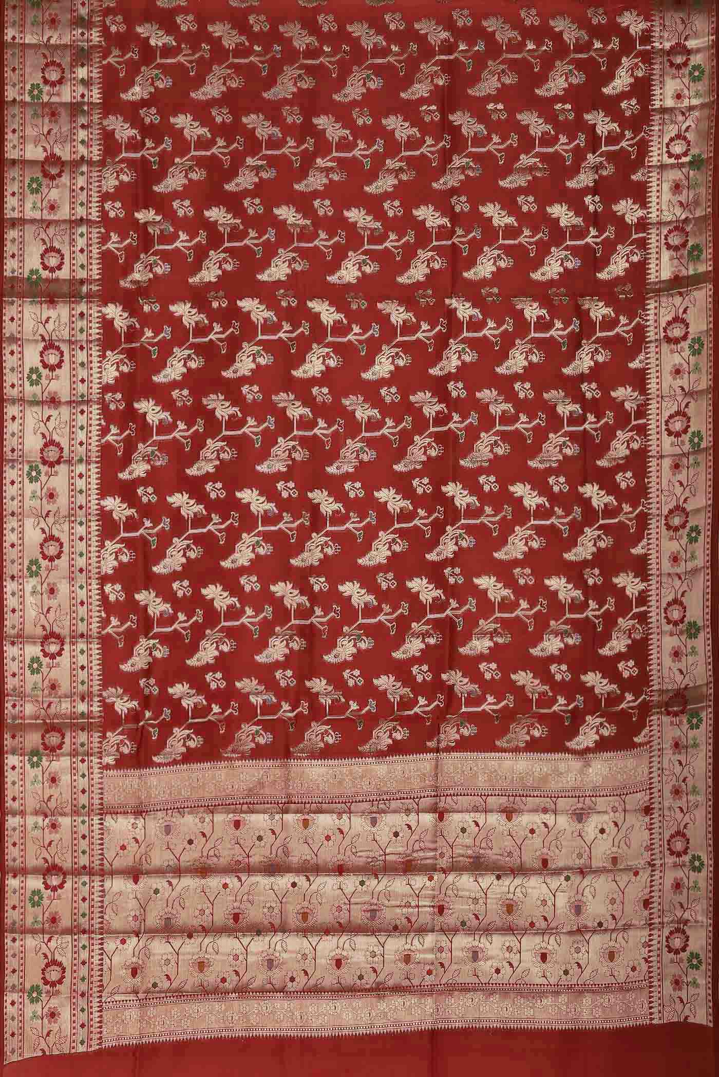 Red Banarasi Raw Silk Saree