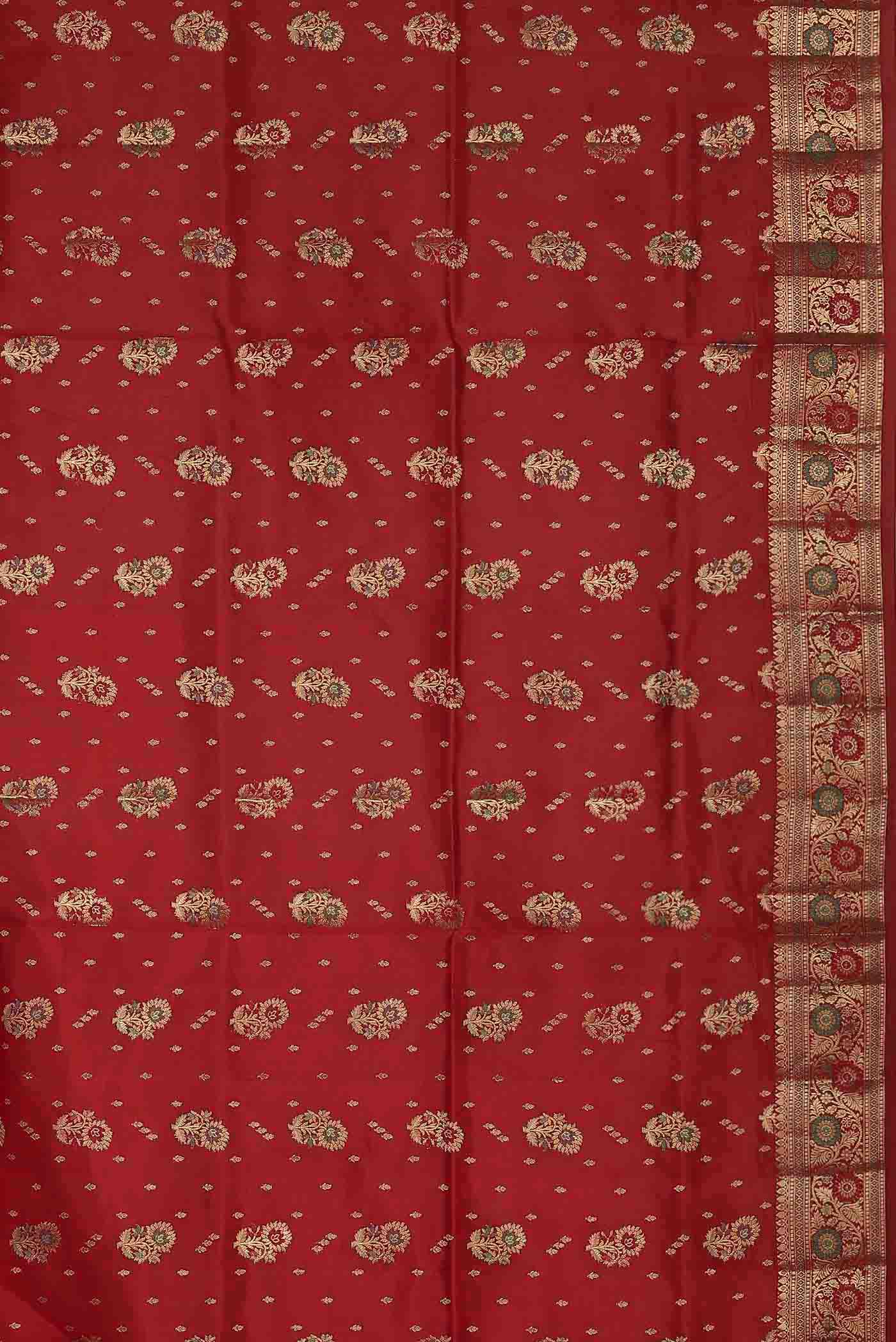 Red Banarasi Raw Silk Saree
