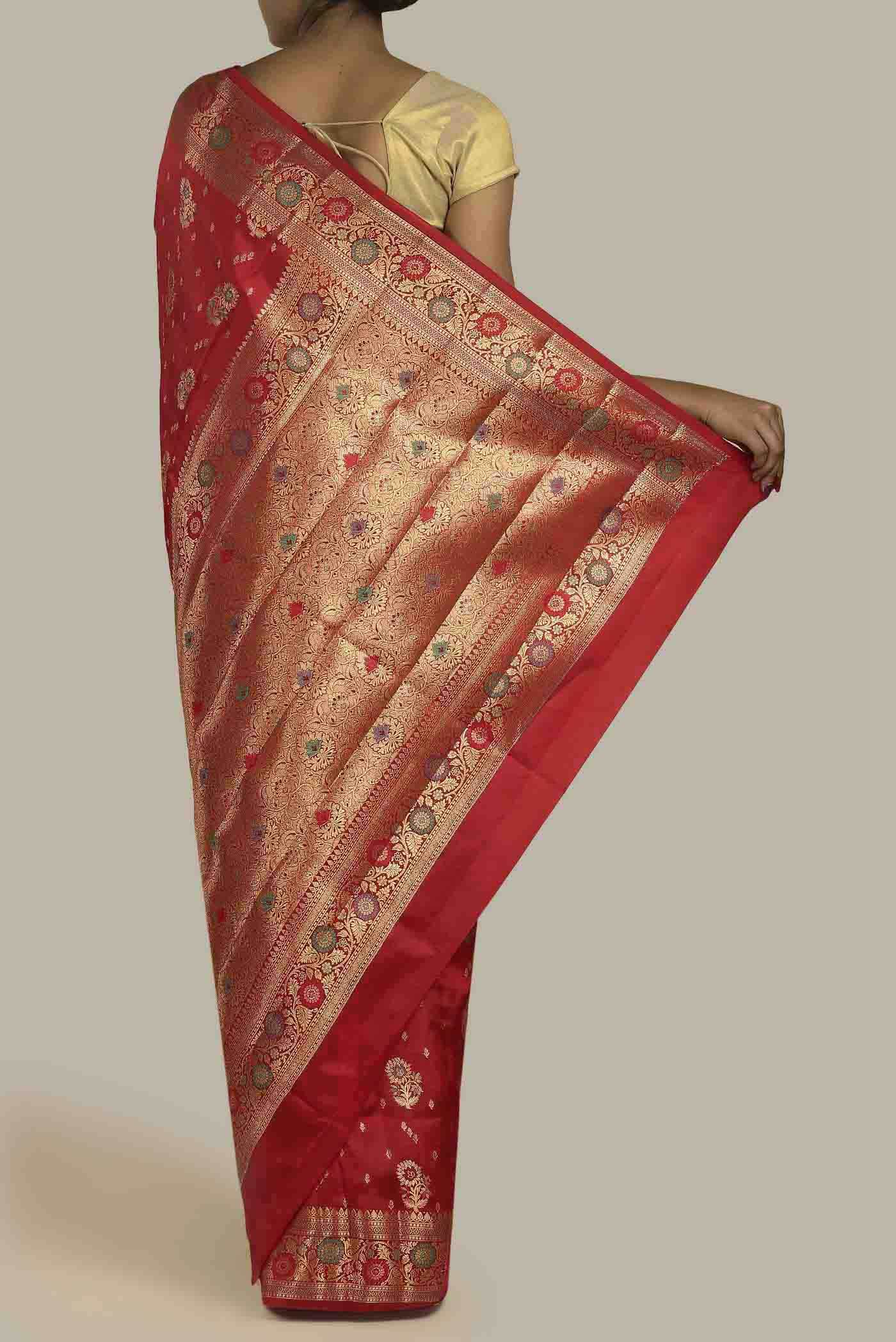 Red Banarasi Raw Silk Saree