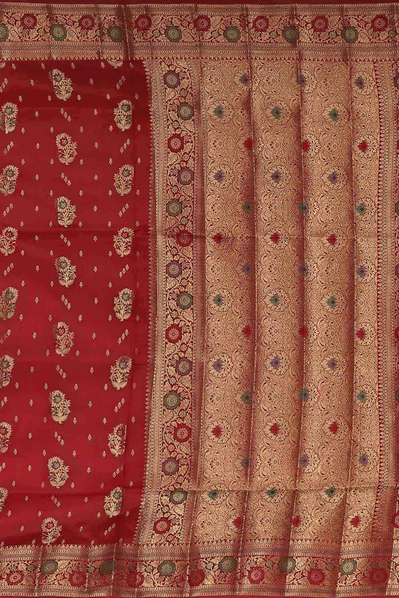 Red Banarasi Raw Silk Saree