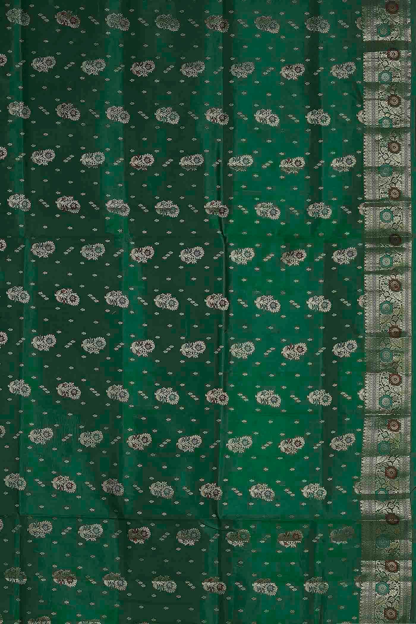 Green Banarasi Raw Silk Saree