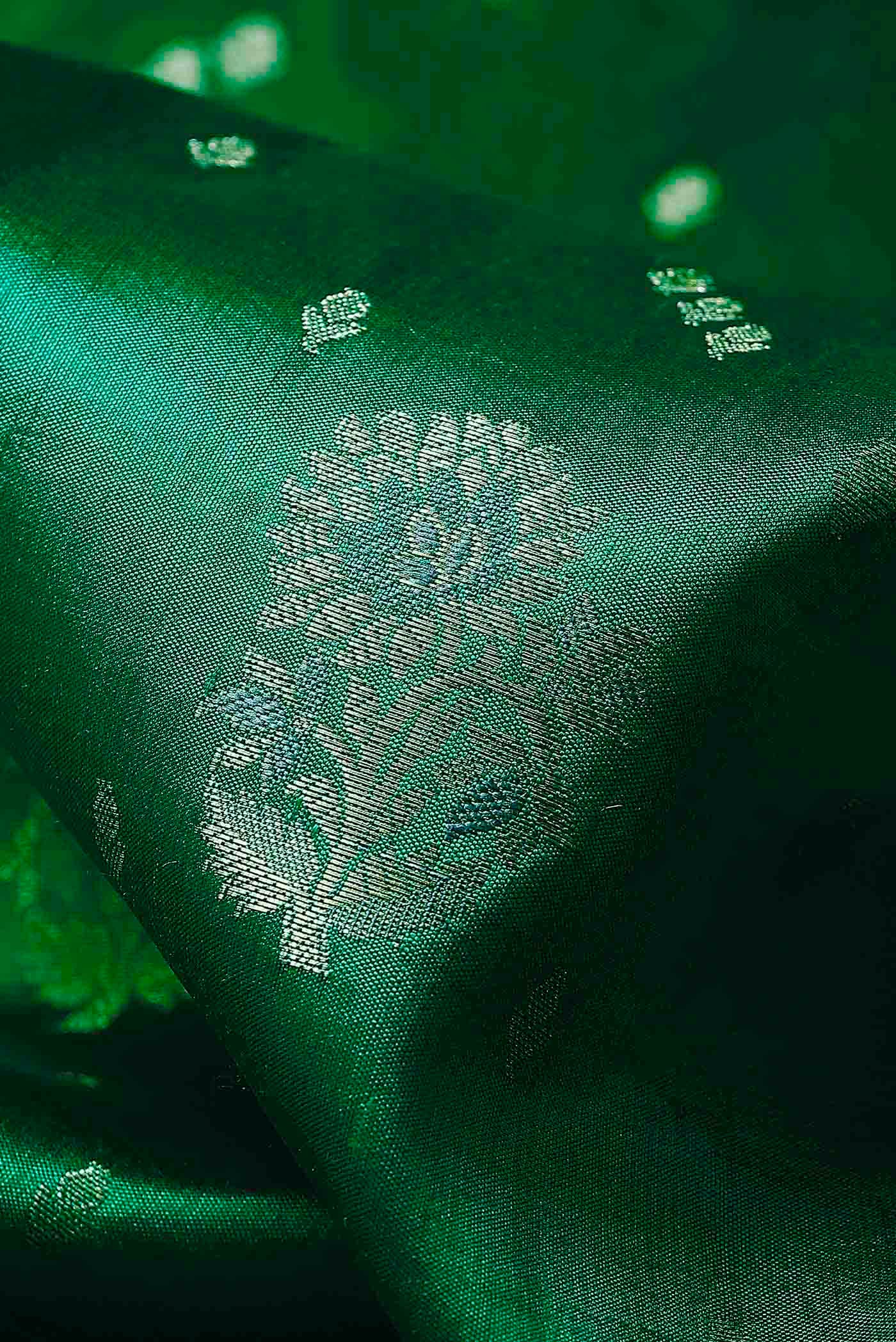 Green Banarasi Raw Silk Saree