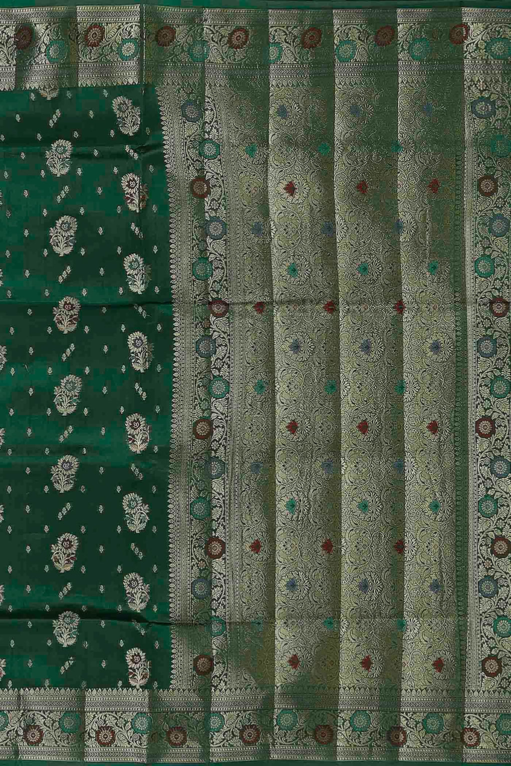Green Banarasi Raw Silk Saree