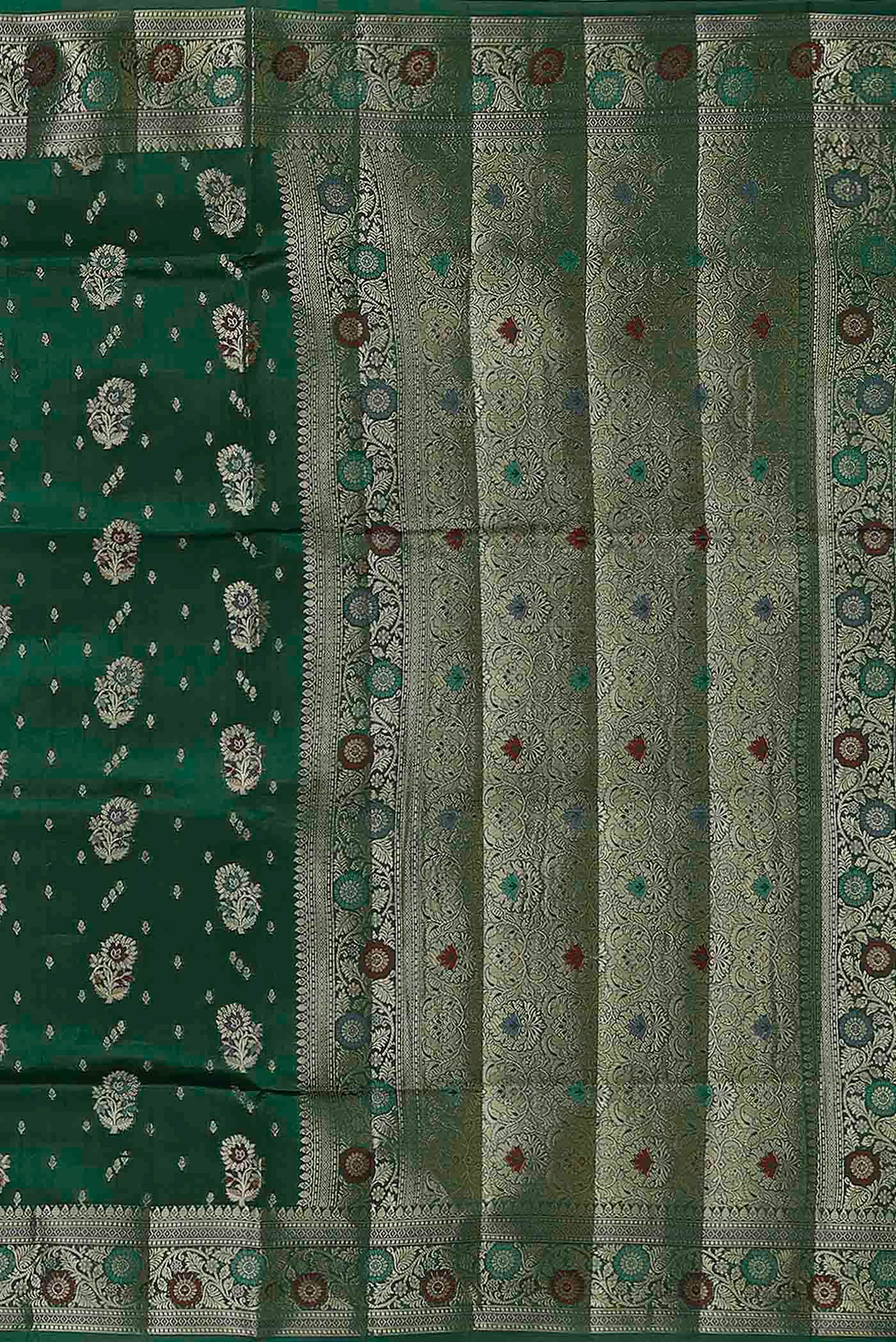 Green Banarasi Raw Silk Saree
