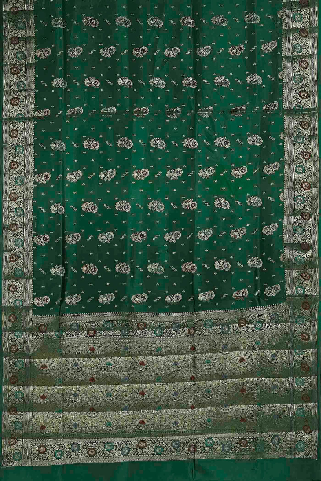 Green Banarasi Raw Silk Saree