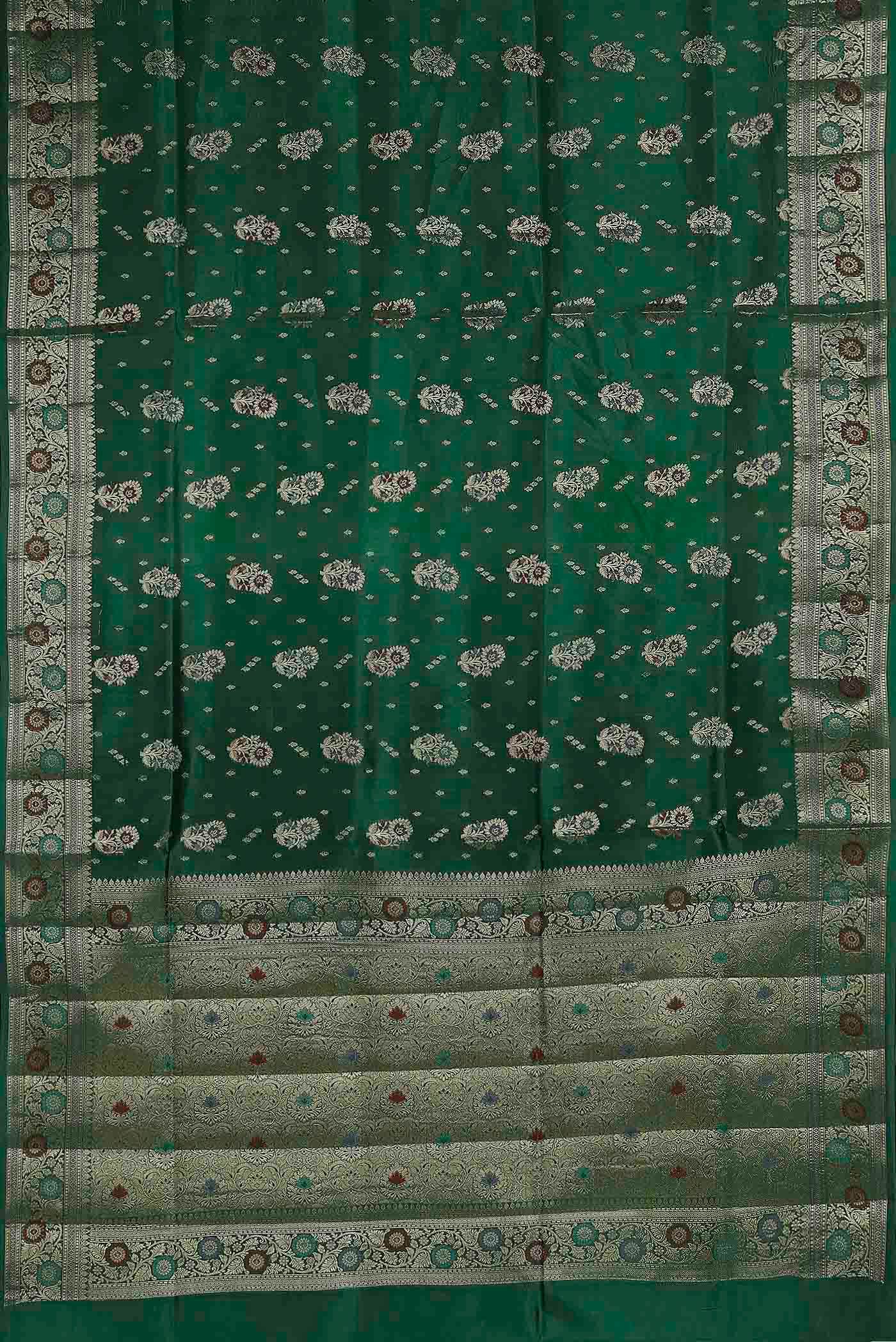 Green Banarasi Raw Silk Saree