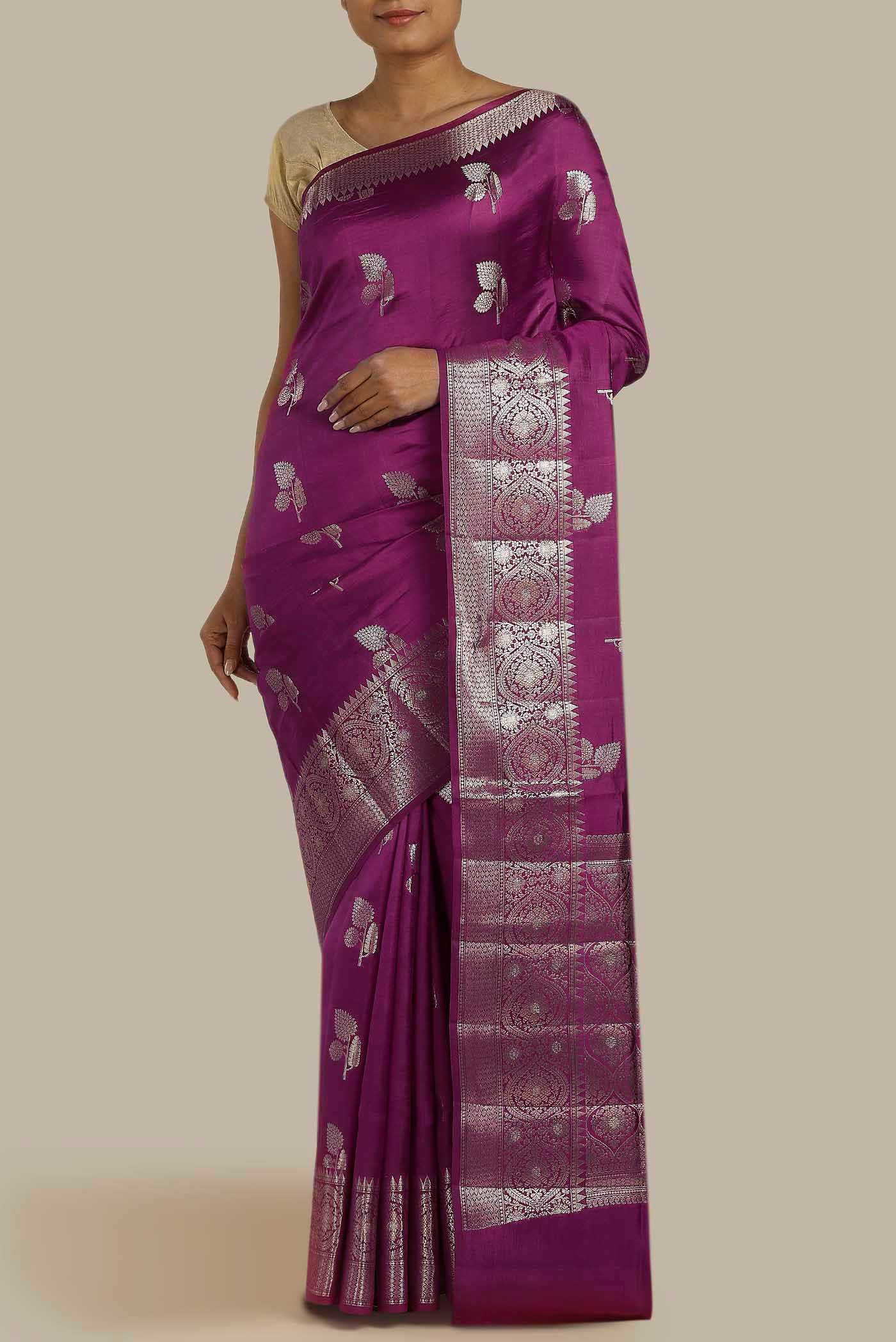 Purple Banarasi Raw Silk Saree