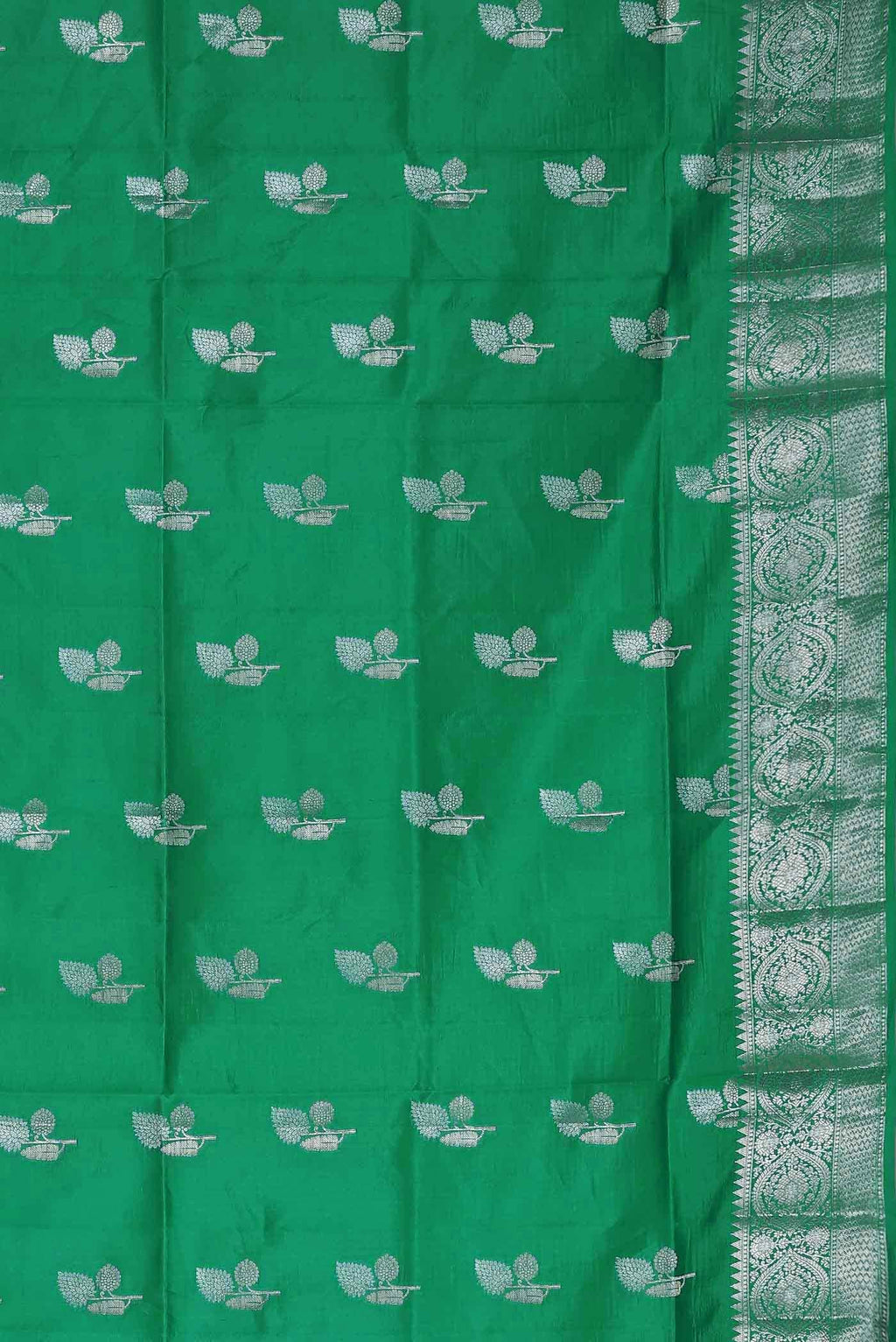 Green Banarasi Raw Silk Saree