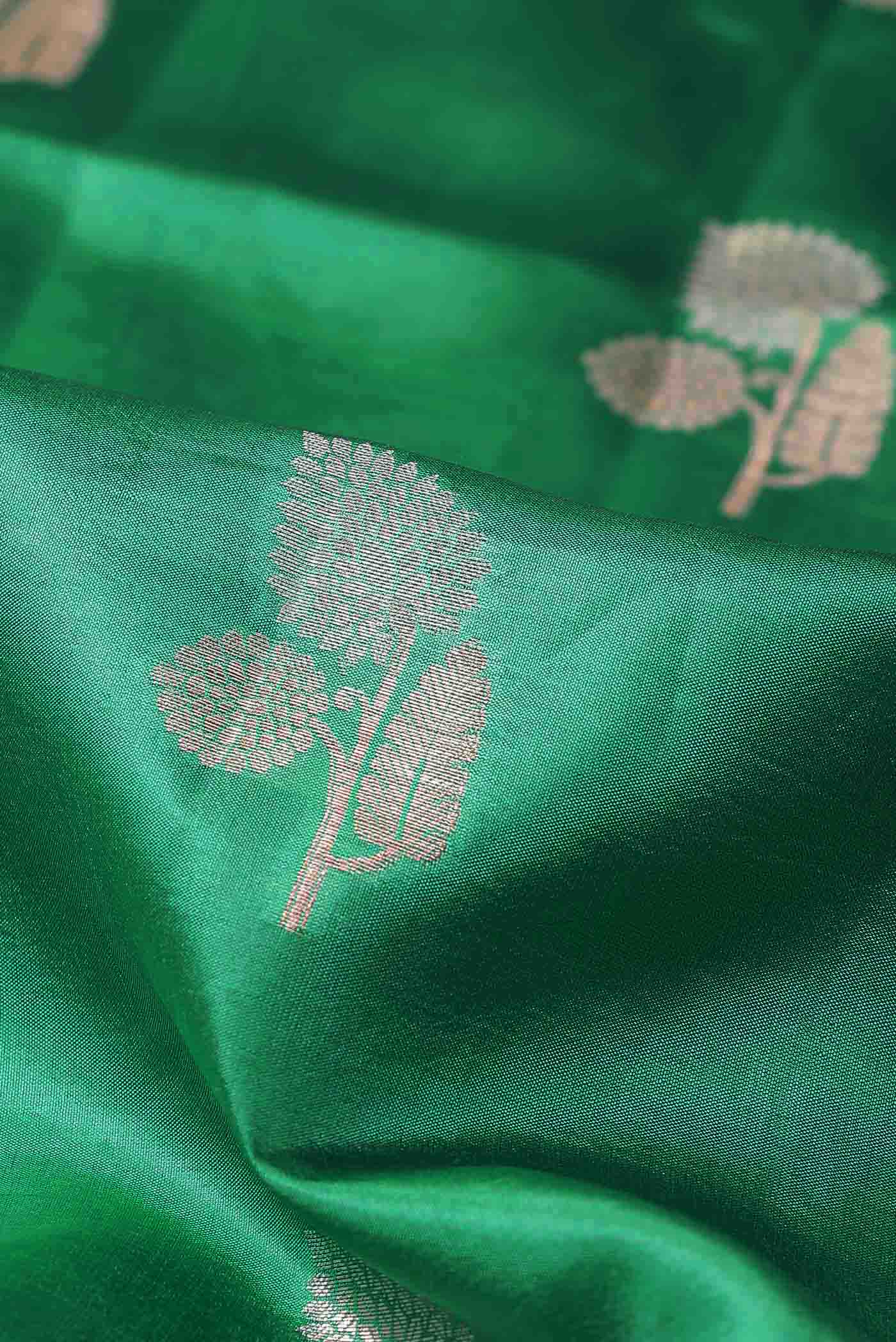 Green Banarasi Raw Silk Saree