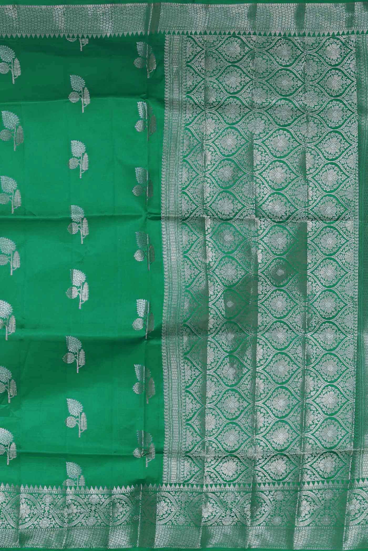 Green Banarasi Raw Silk Saree