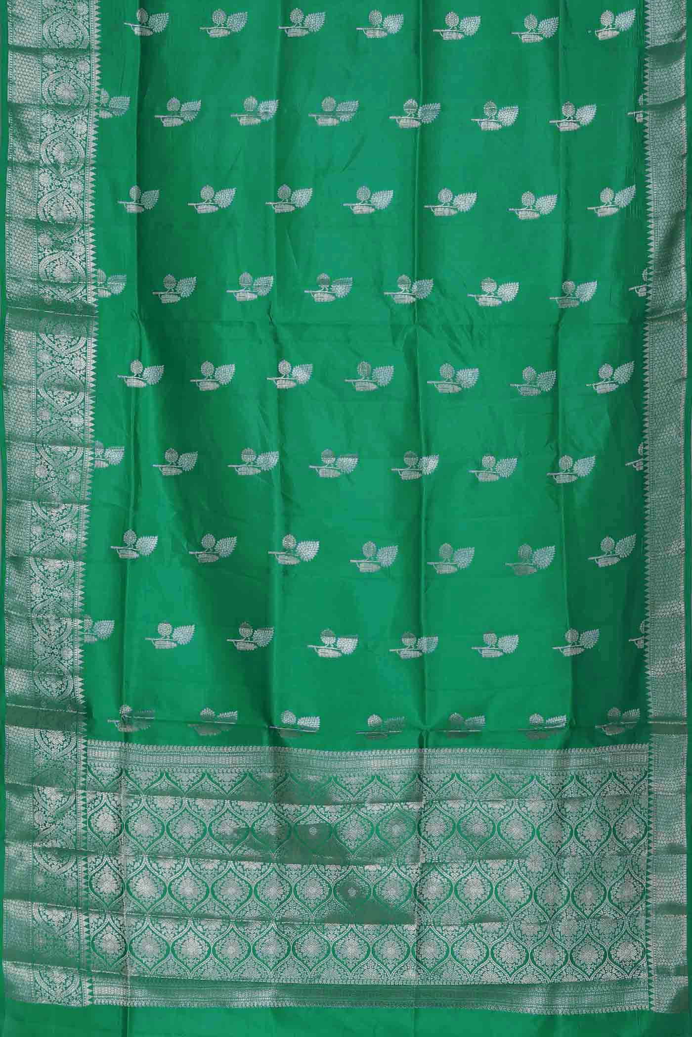 Green Banarasi Raw Silk Saree