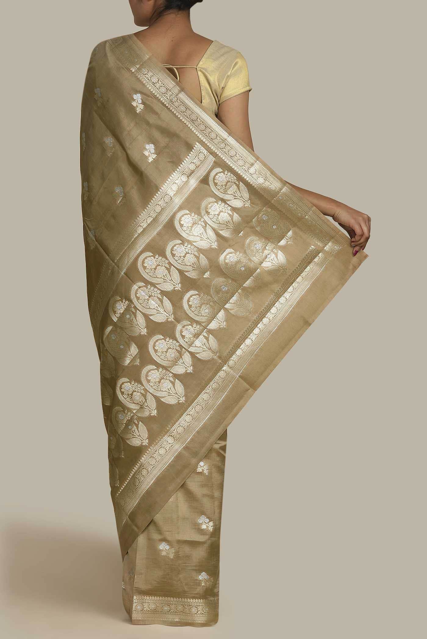 Beige Banarasi Raw Silk Saree