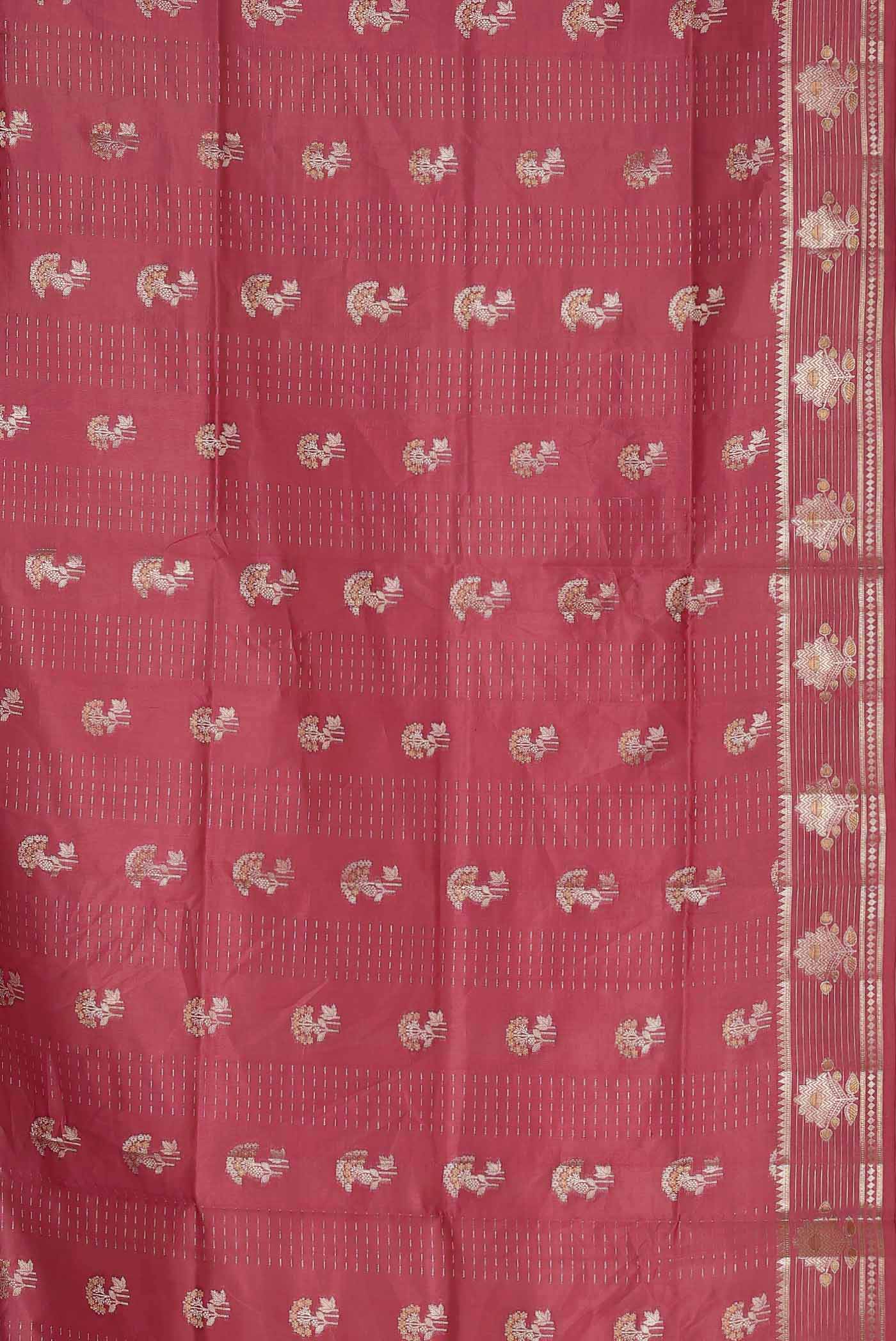 Coral Banarasi Raw Silk Saree