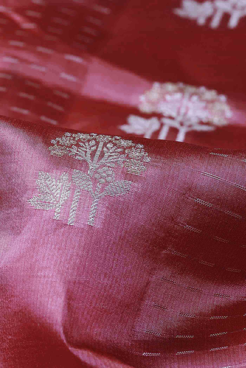 Coral Banarasi Raw Silk Saree