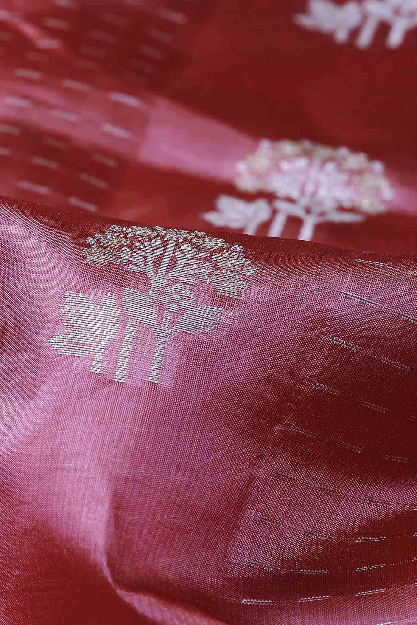 Coral Banarasi Raw Silk Saree