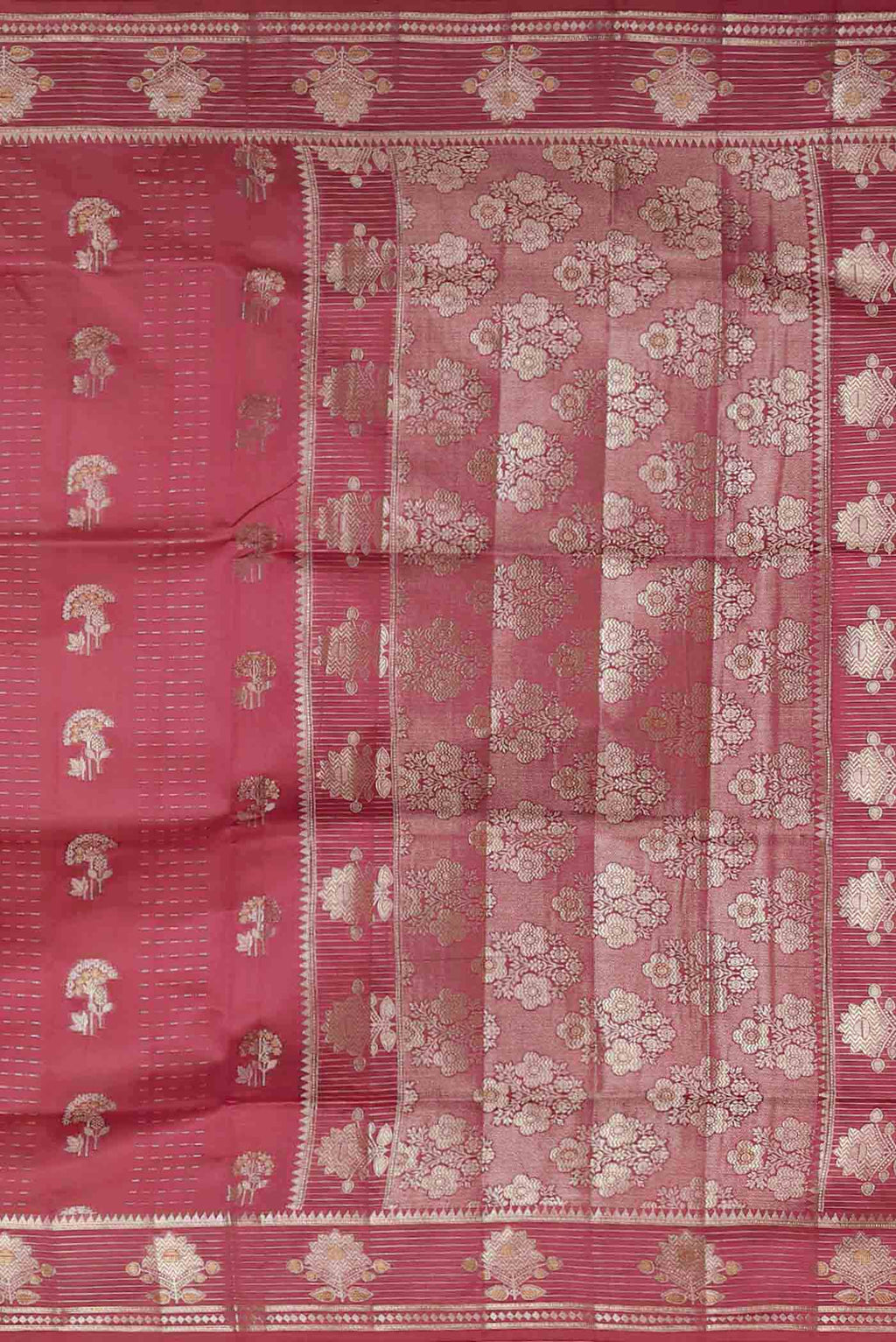 Coral Banarasi Raw Silk Saree