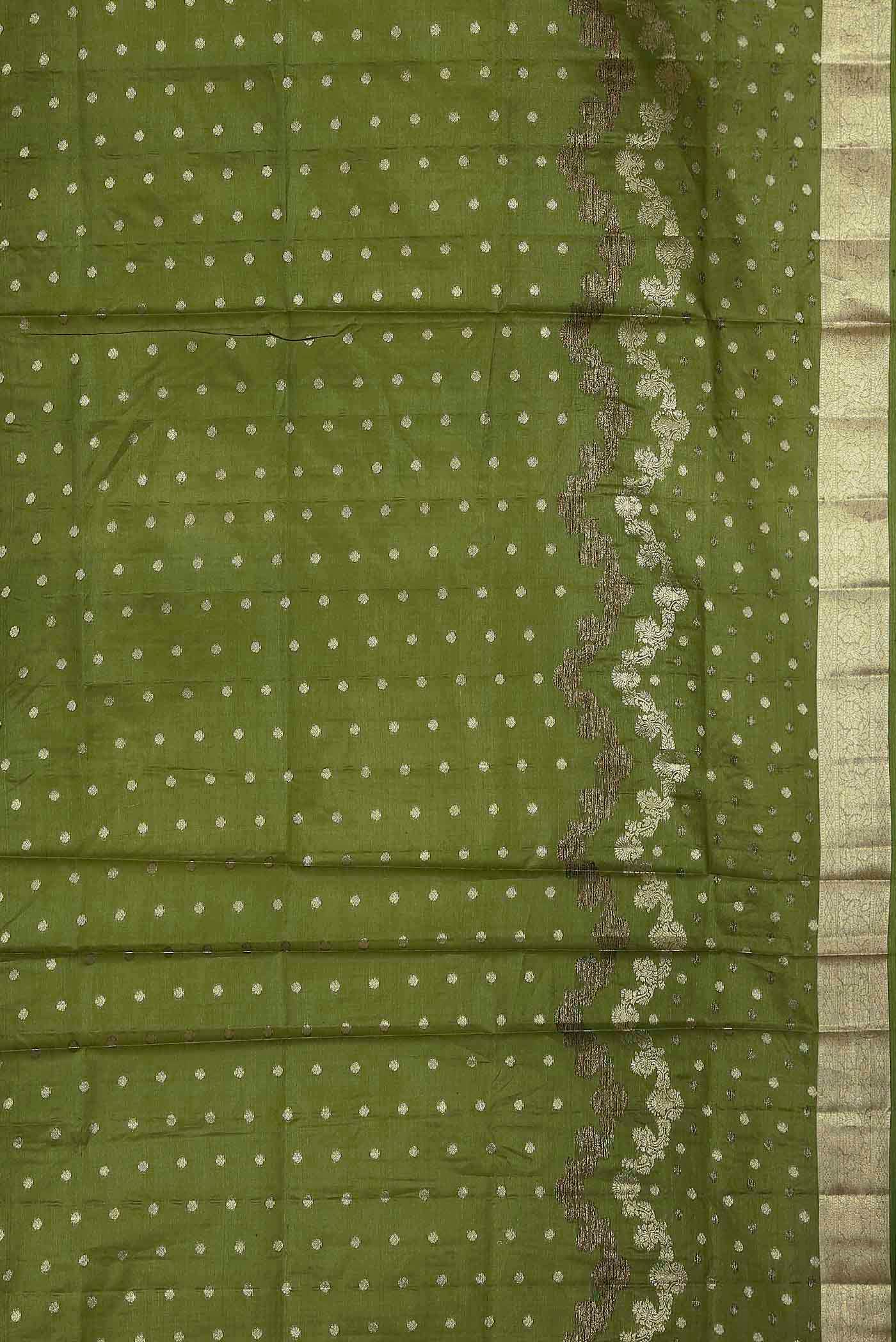 Green Banarasi Raw Silk Saree