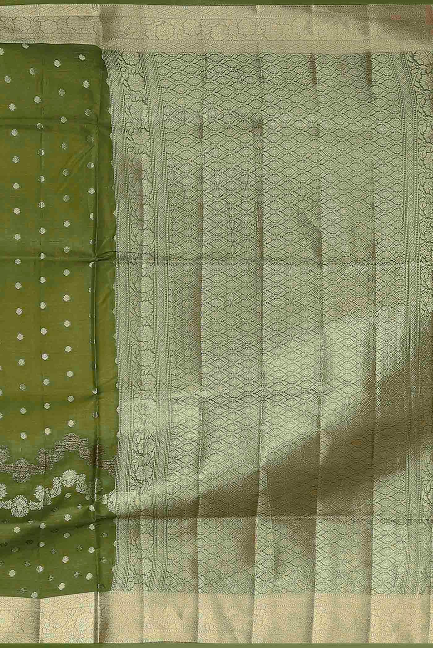 Green Banarasi Raw Silk Saree