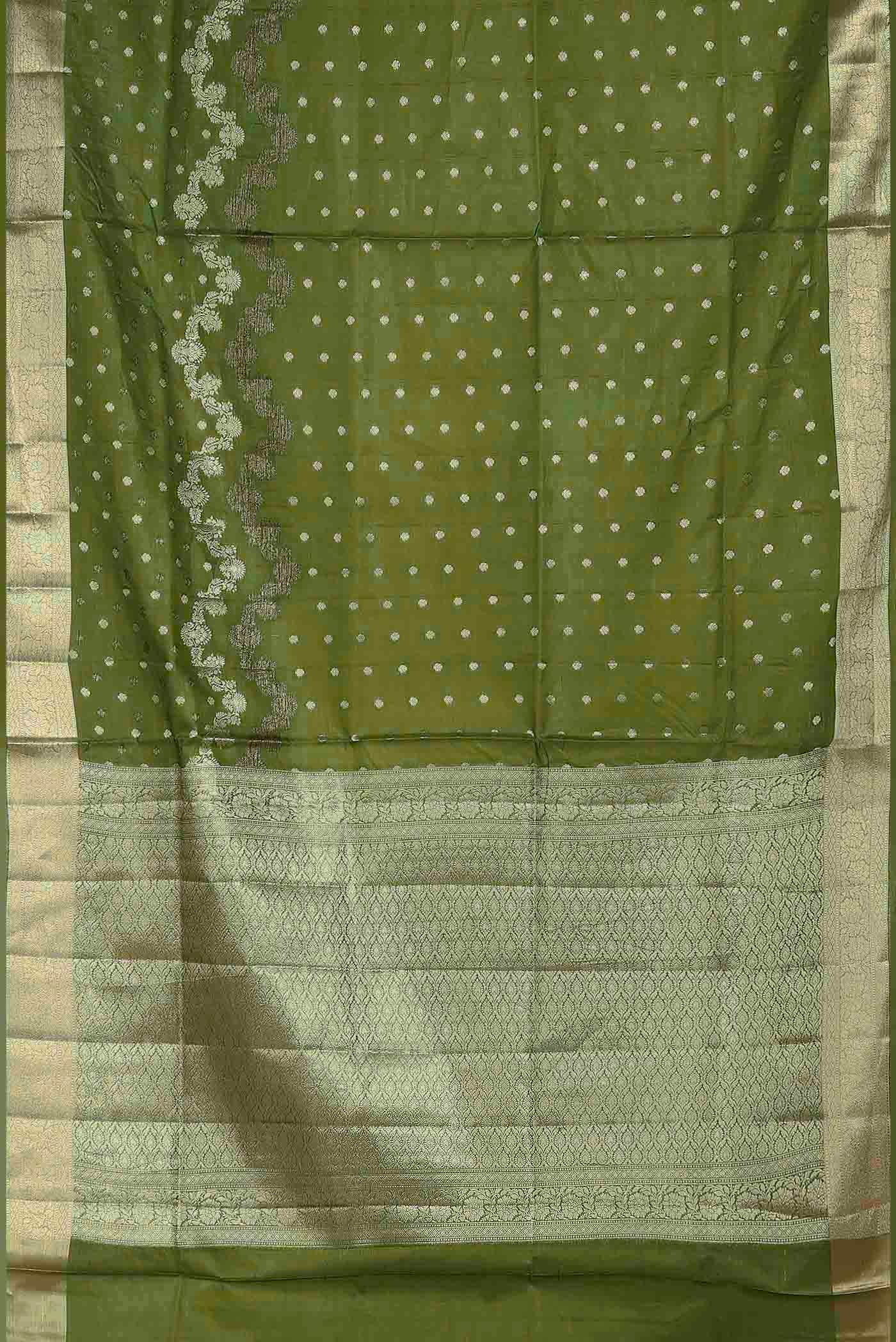 Green Banarasi Raw Silk Saree