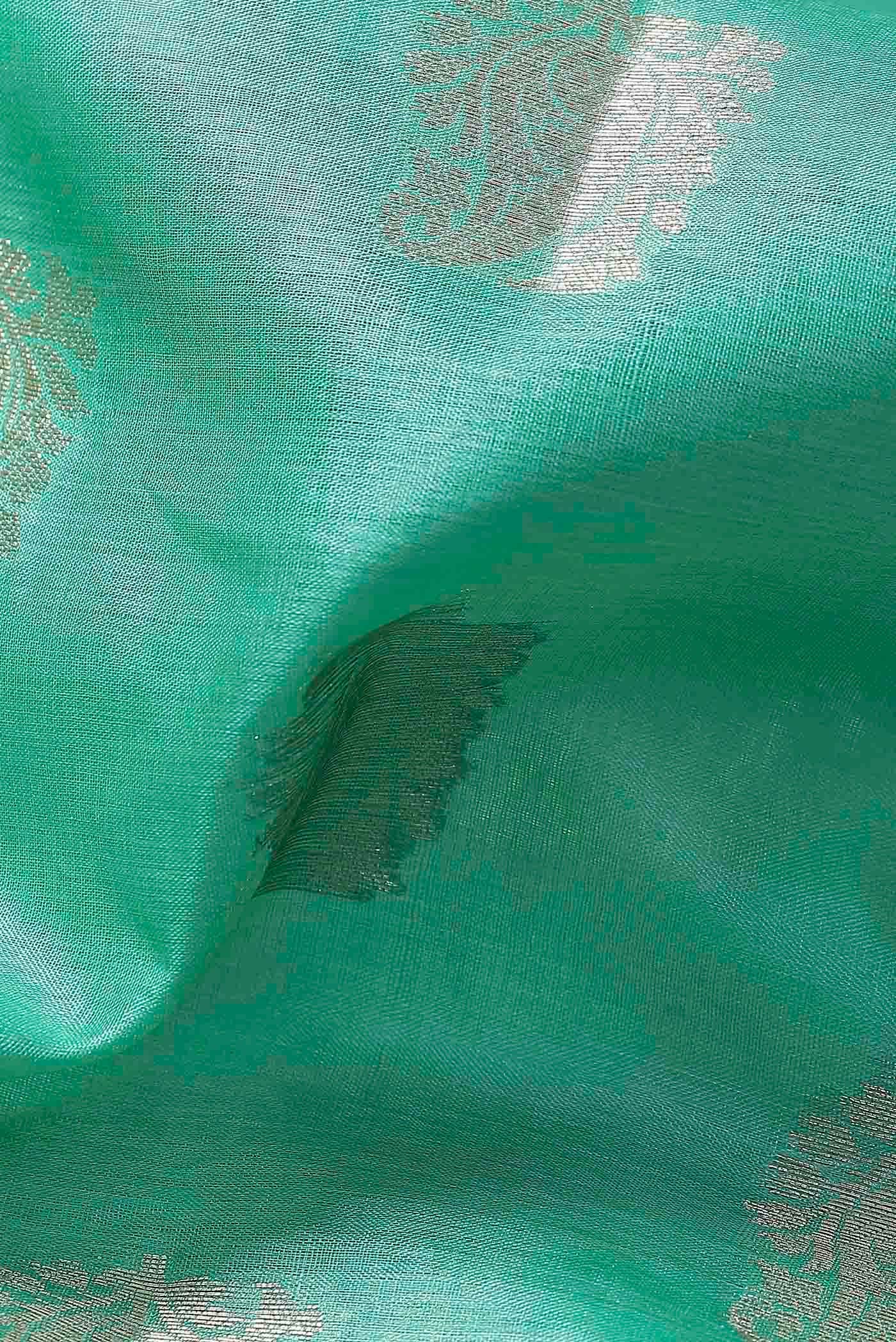 Green Banarasi Raw Silk Saree
