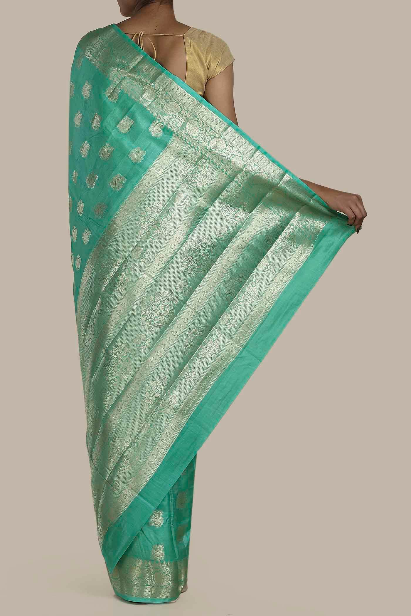 Green Banarasi Raw Silk Saree