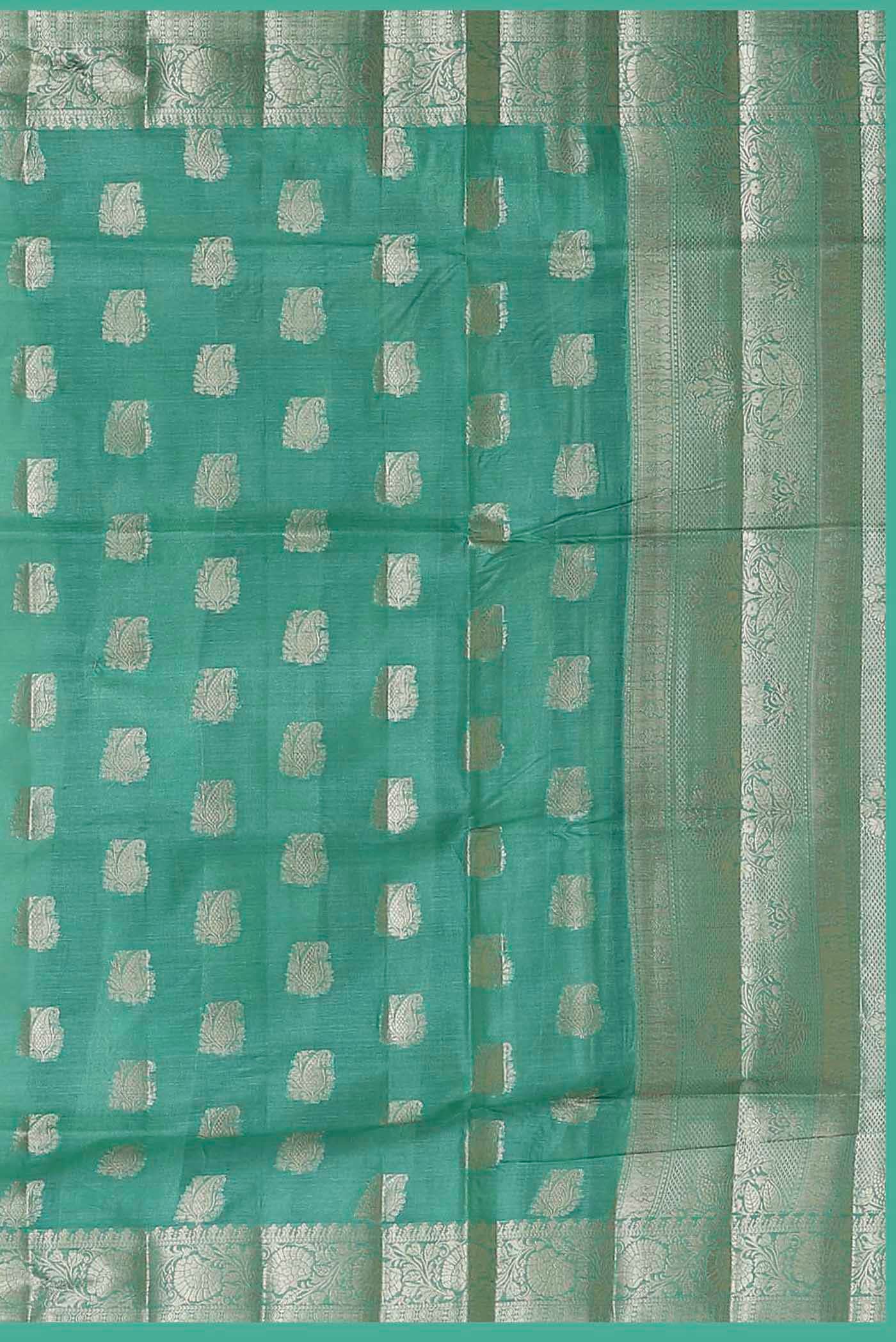 Green Banarasi Raw Silk Saree