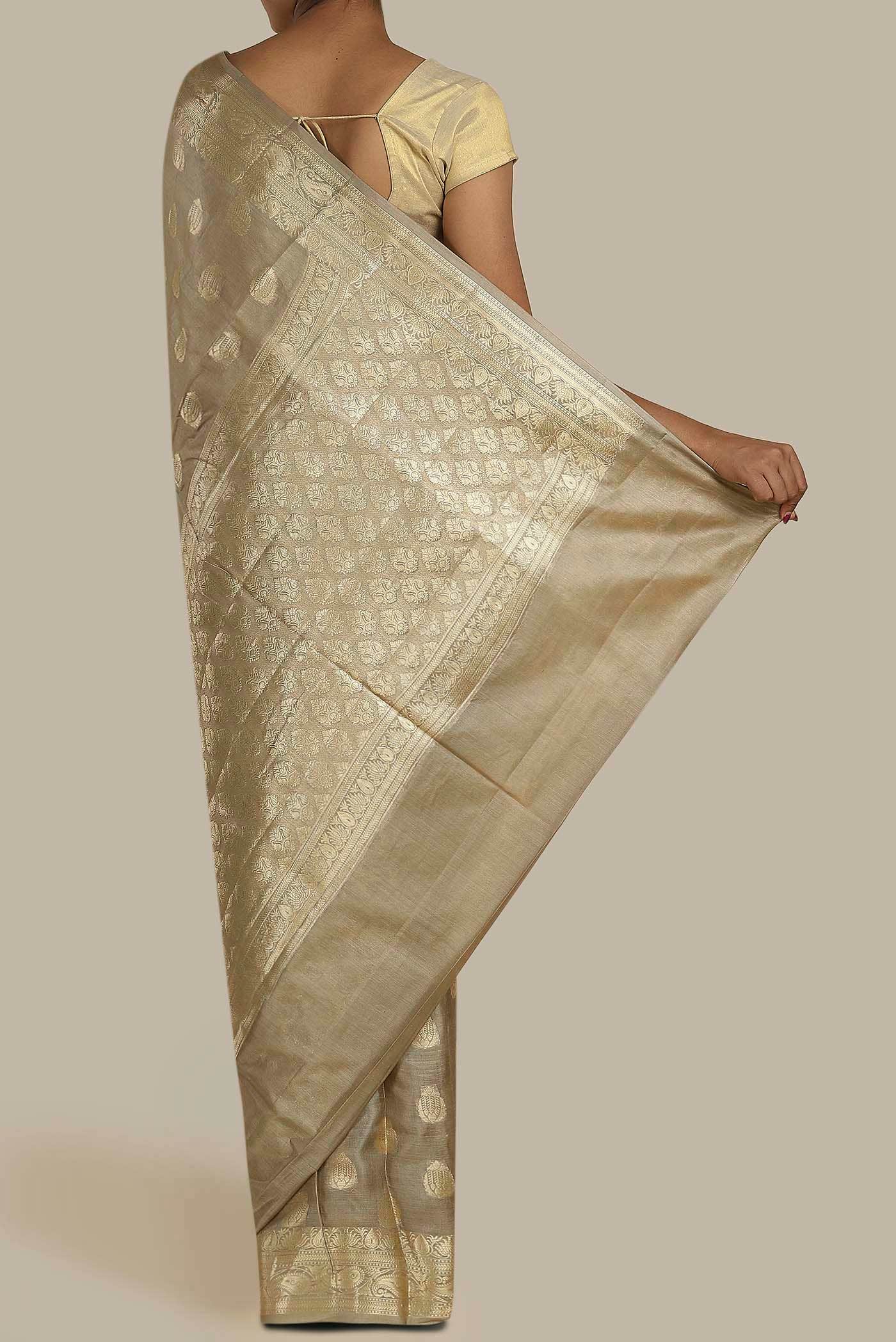 Beige Banarasi Raw Silk Saree