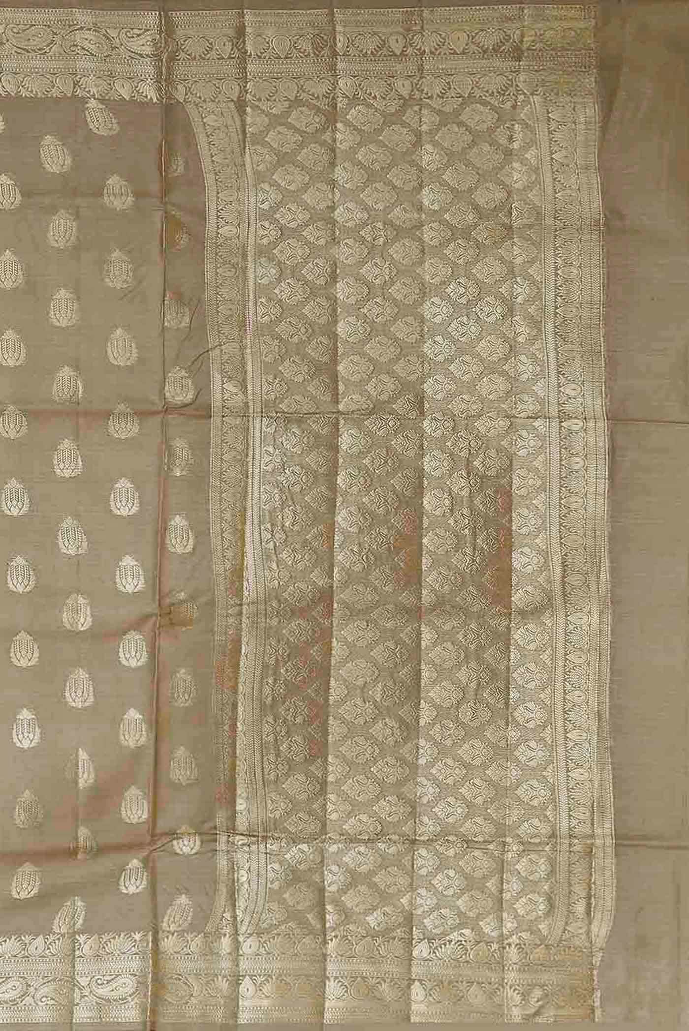 Beige Banarasi Raw Silk Saree