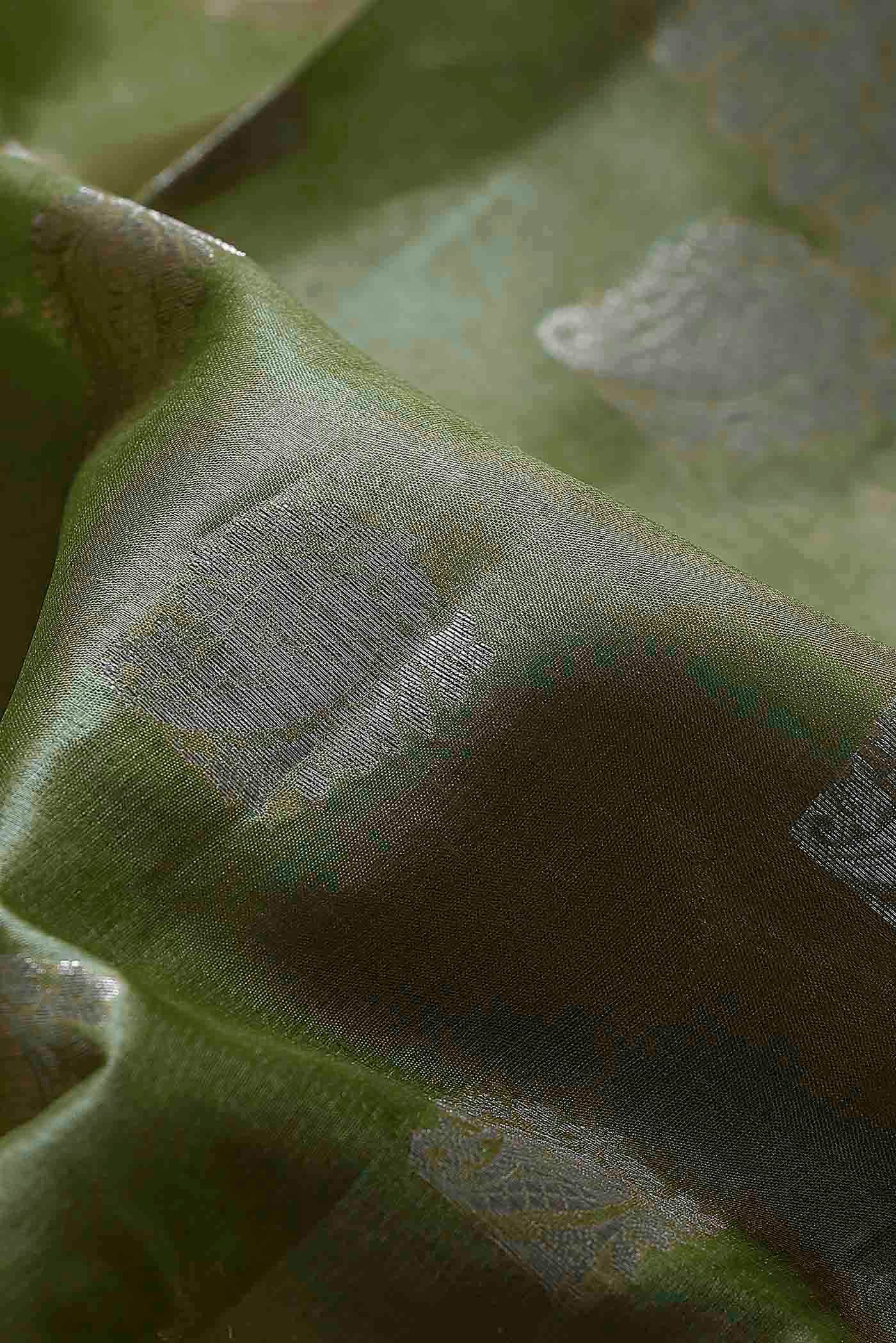 Green Banarasi Tussar Silk Saree