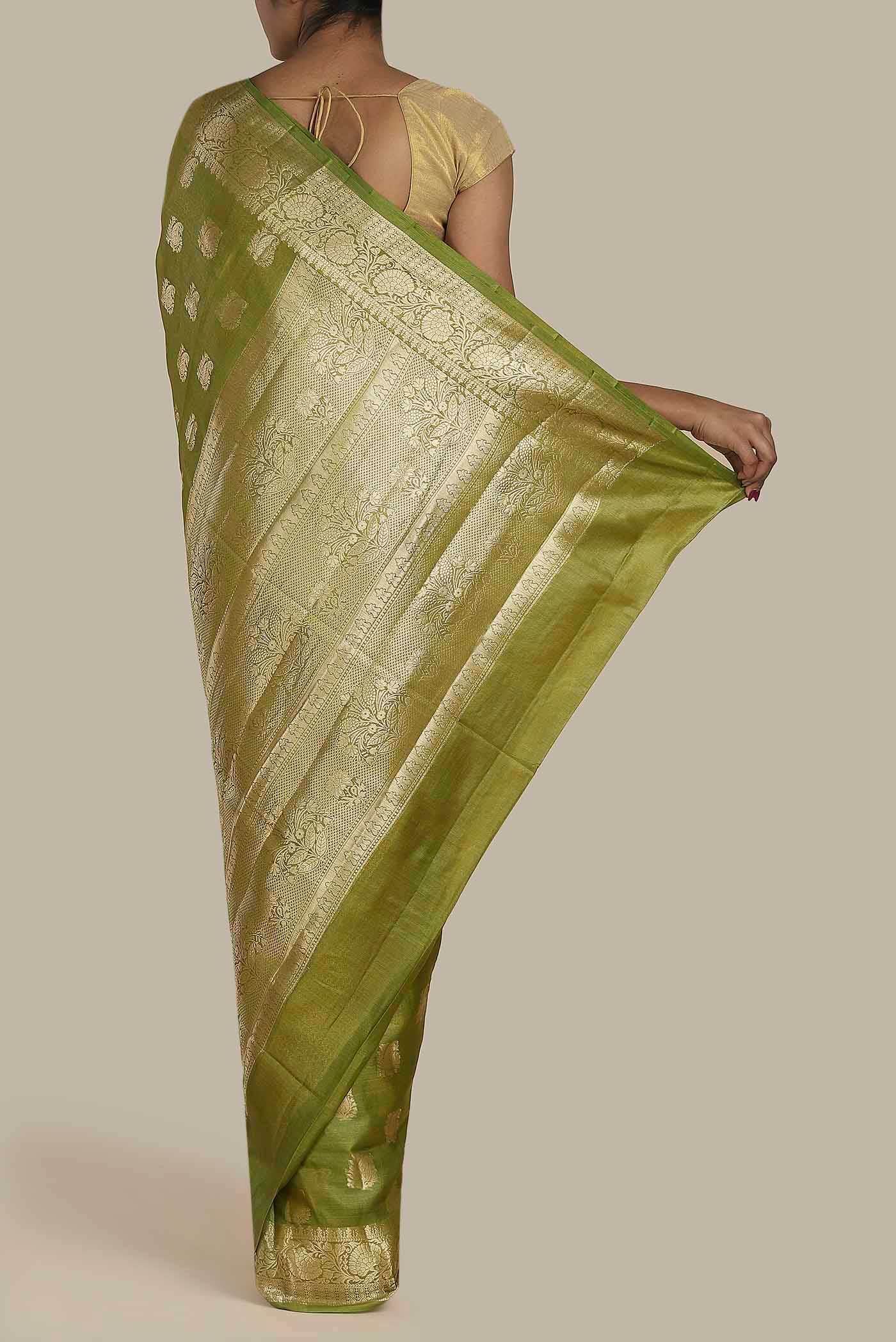 Green Banarasi Tussar Silk Saree