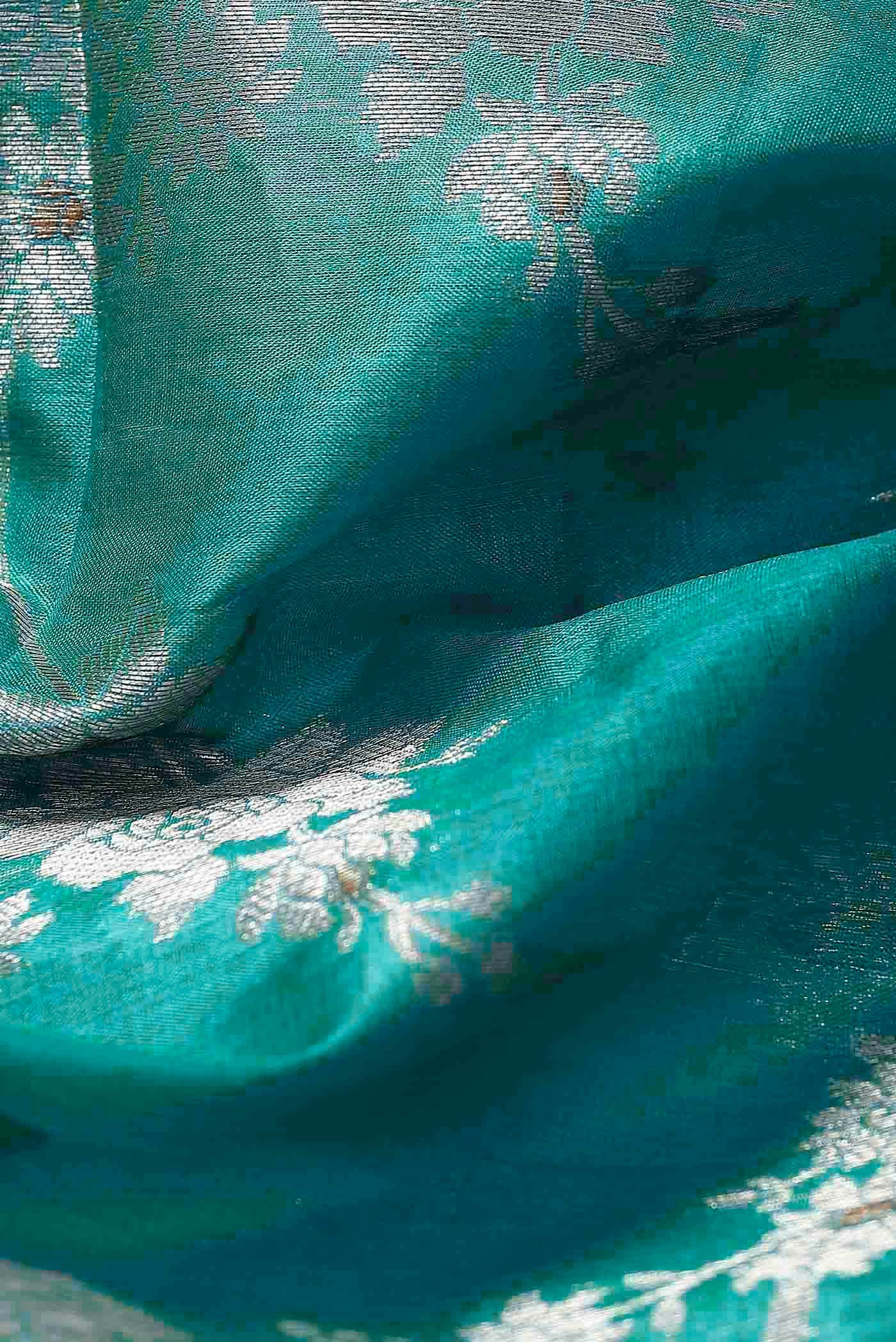 Green Banarasi Raw Silk Saree