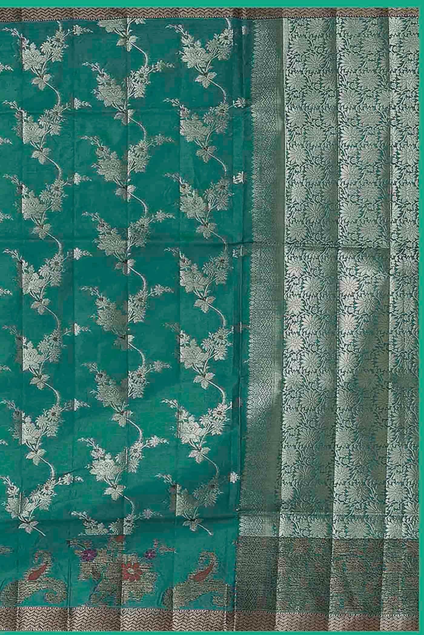 Green Banarasi Raw Silk Saree