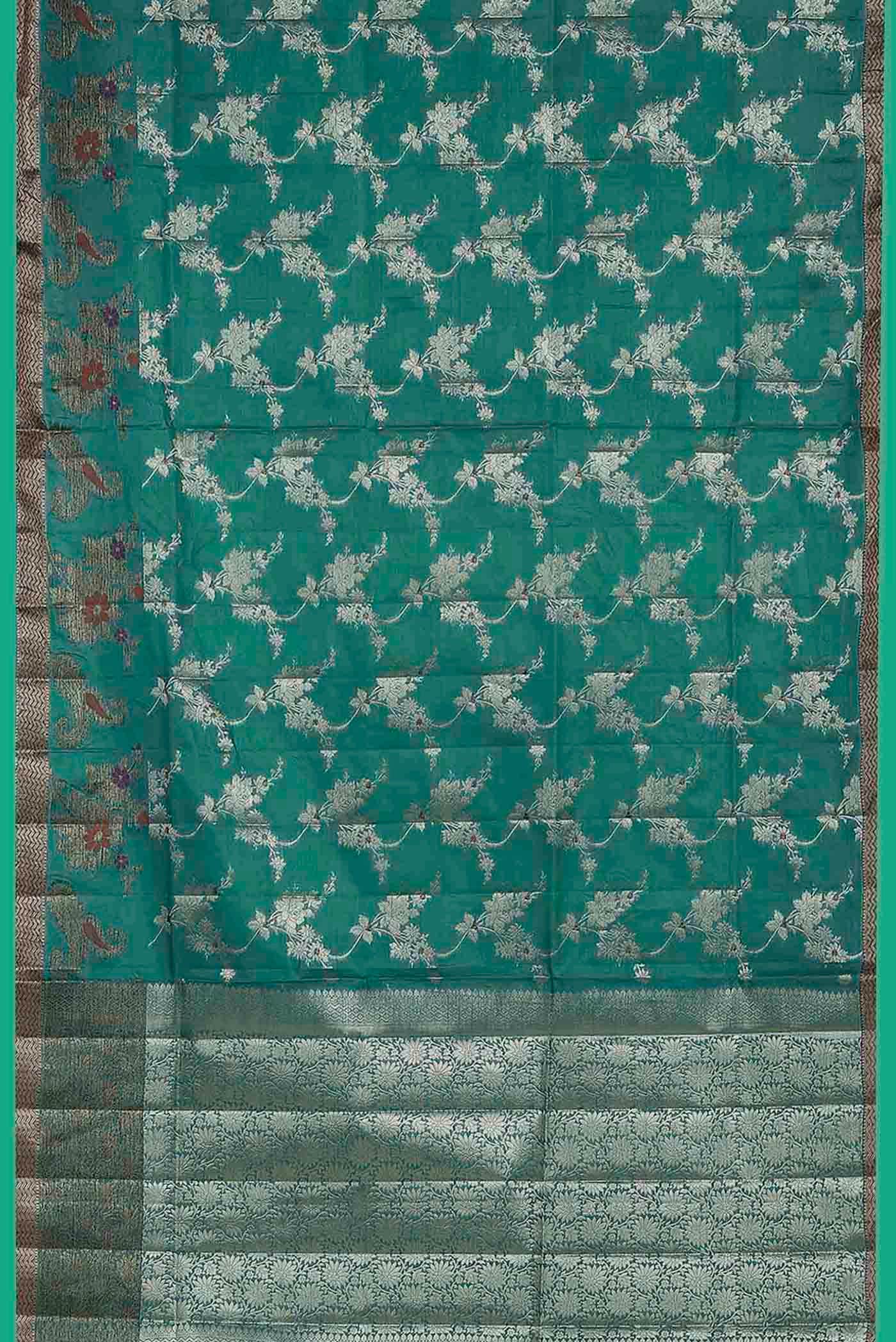 Green Banarasi Raw Silk Saree