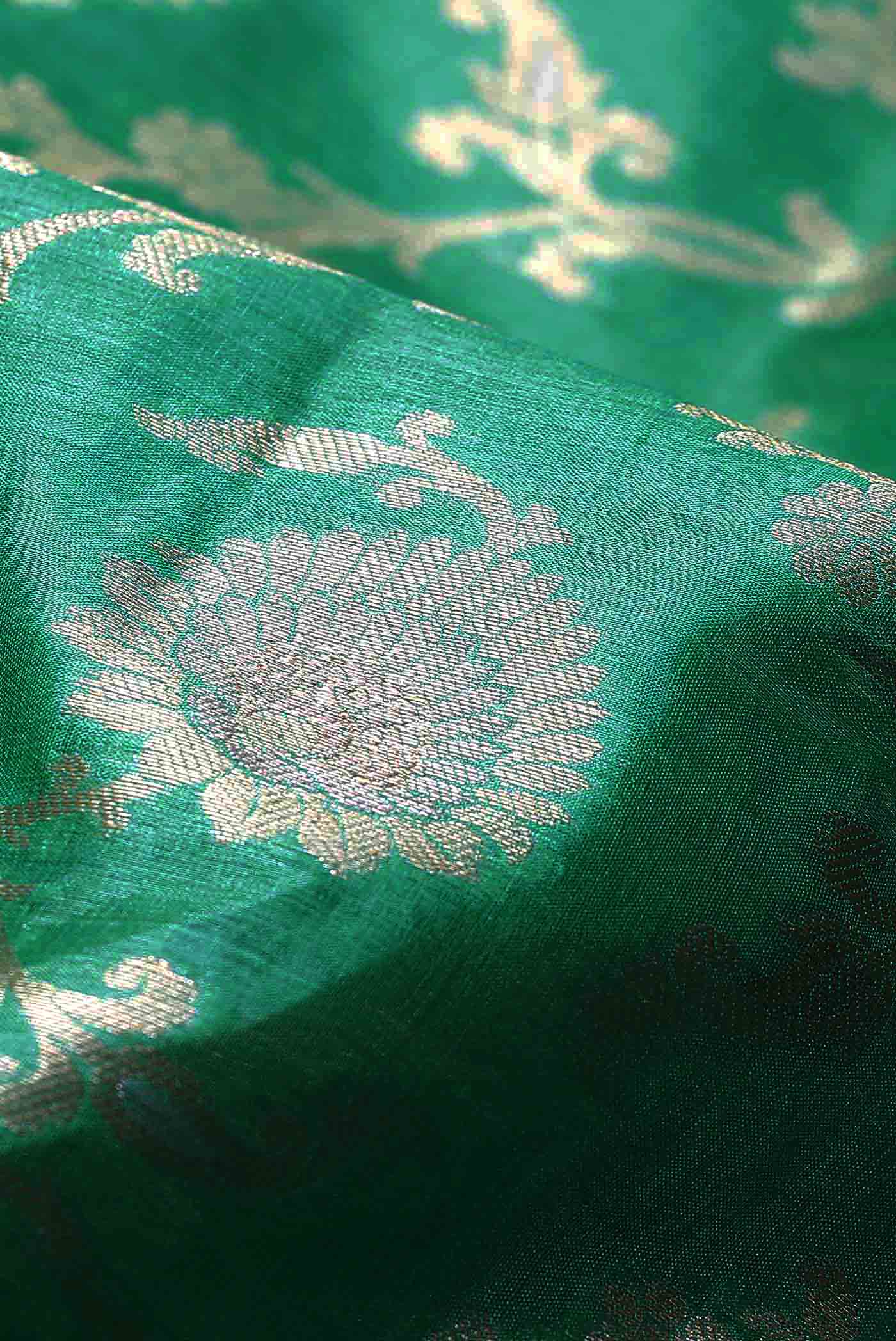 Green Banarasi Tussar Silk Saree